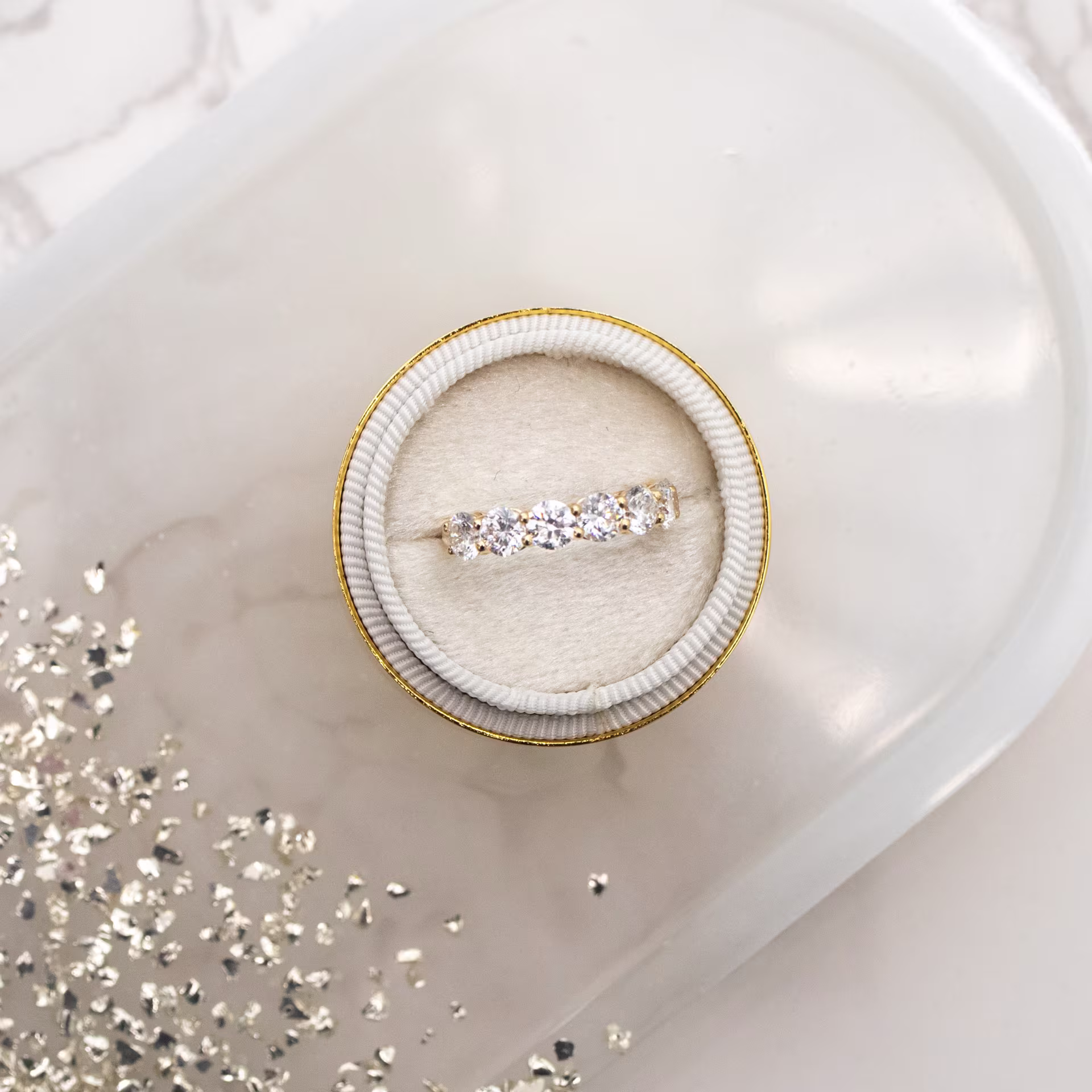 Exceptional Quality 2.15 ct Round Brilliant Lab Created Diamonds 2.15ctw Round Diamond Prong Set Seven Stone Band in 14k Yellow Gold in 14k Yellow Gold (Main View)