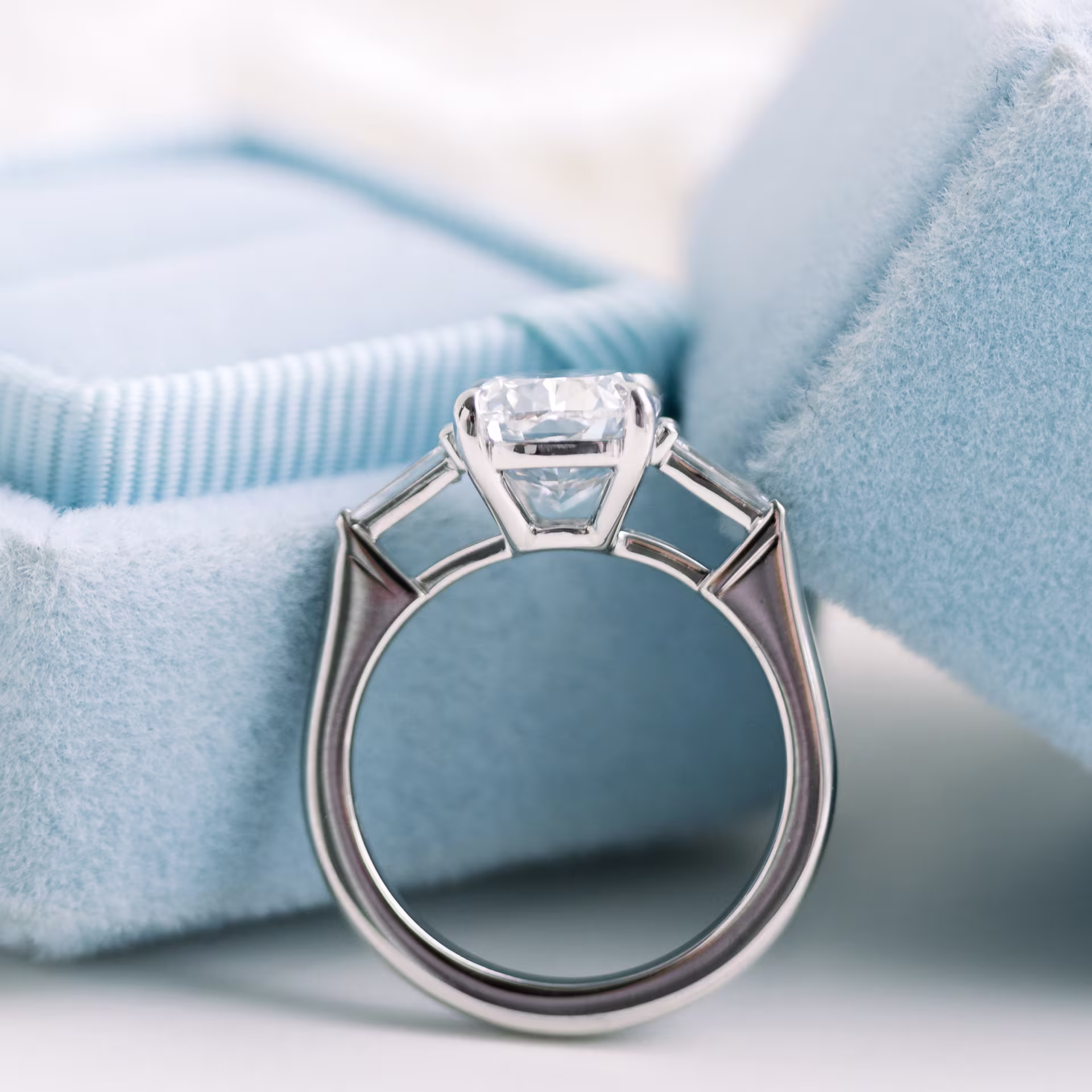 Cushion and Baguette Setting featuring 2.5 ct Lab Created Diamonds