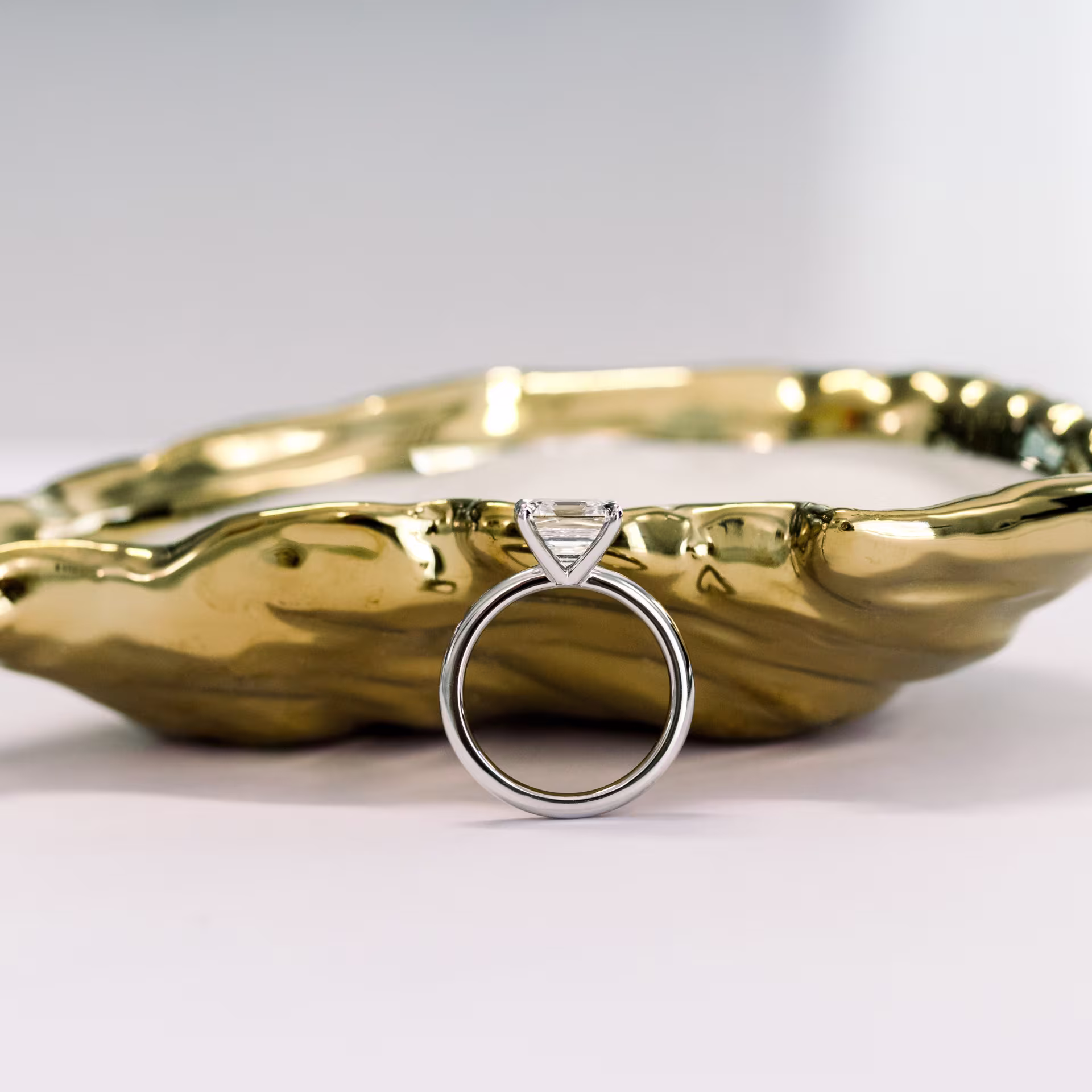 3.25 Carat Lab Diamonds set in Platinum Asscher Classic Four Prong Solitaire (Profile View)