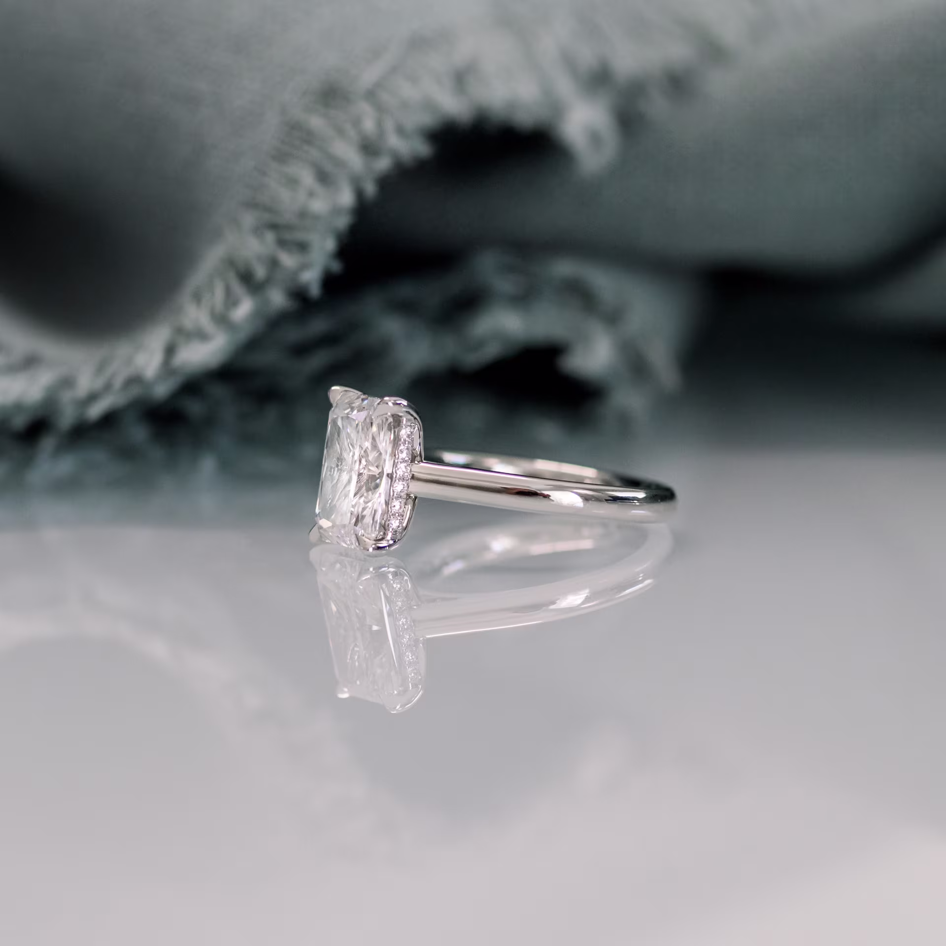 2.0 Carat Lab Diamonds Radiant Cathedral Solitaire in Platinum (Side View)