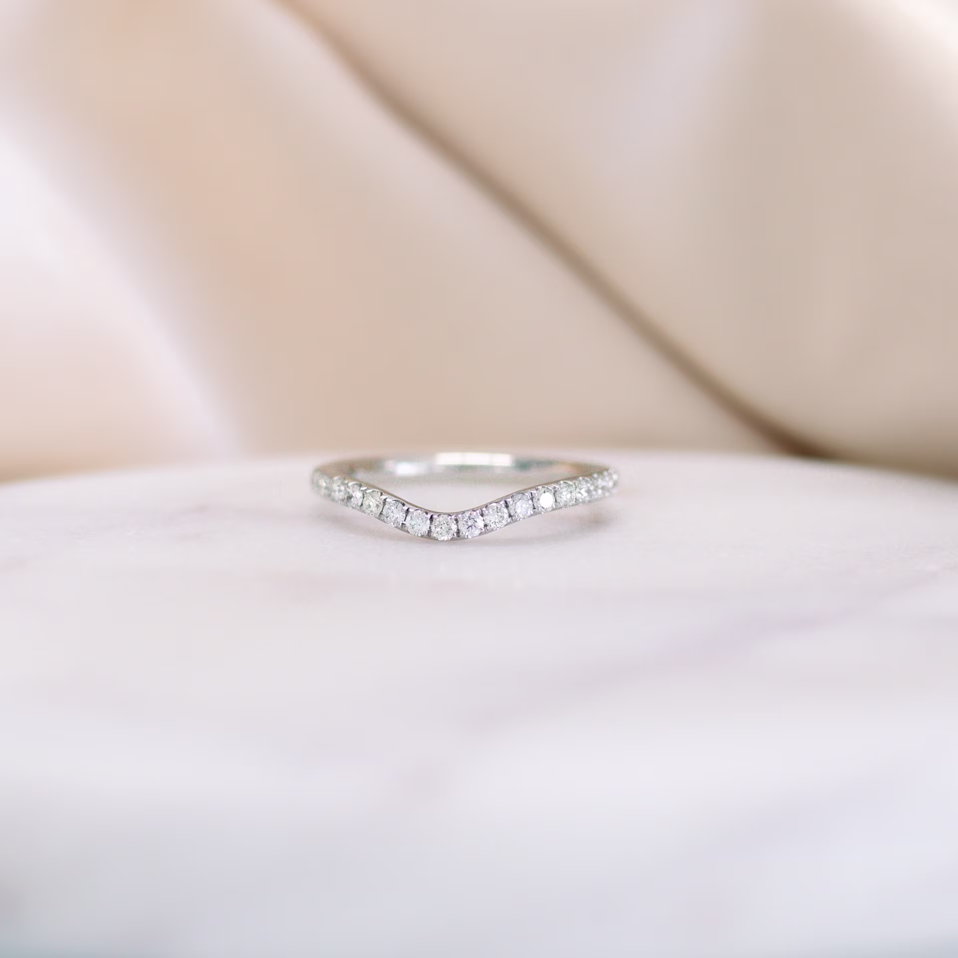 Exceptional Quality 0.5 Carat Round Brilliant Diamonds set in Platinum Pavé Contoured Three Quarter Band (Main View)