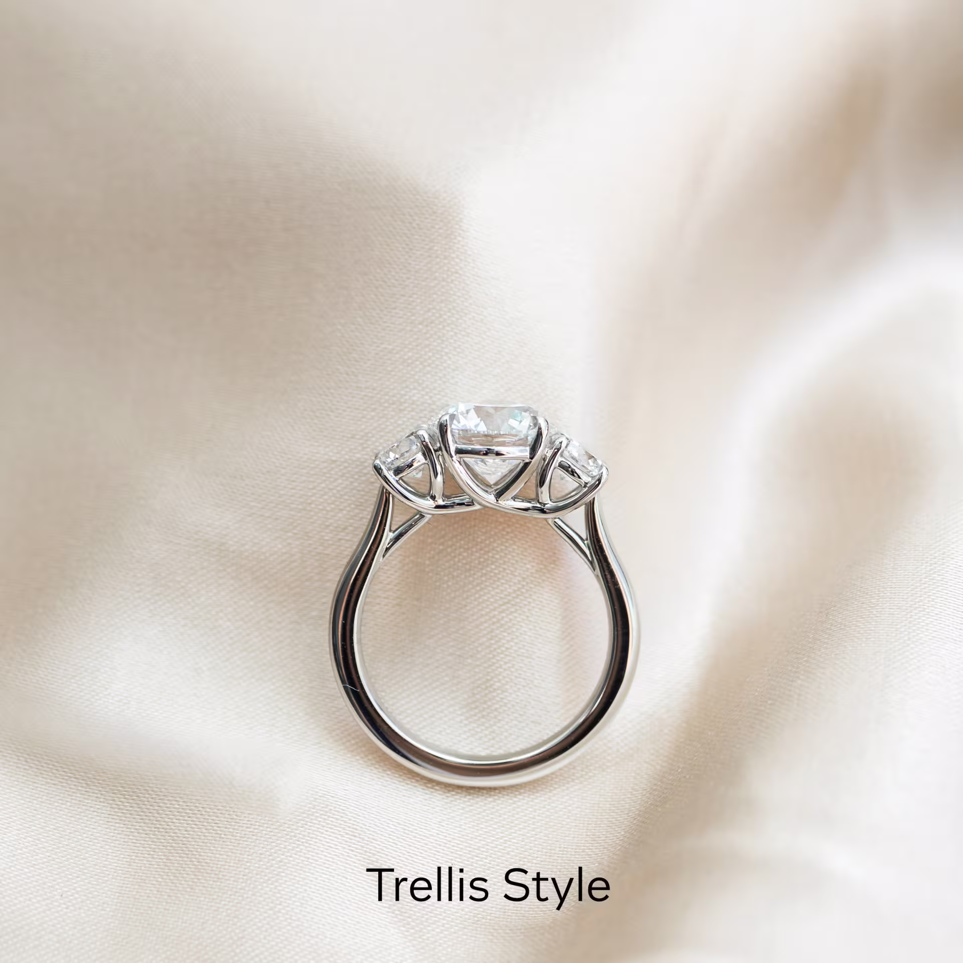 2.0 ct Diamonds Round Three Stone Setting in Platinum (Profile View)