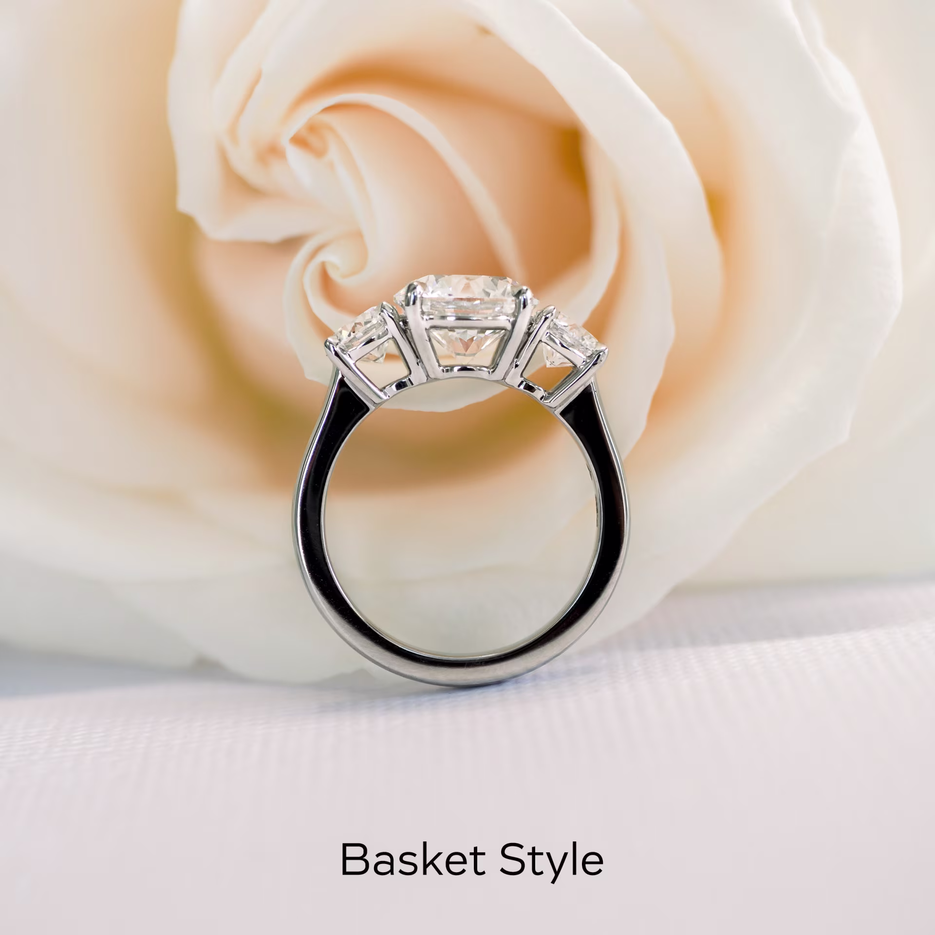 Hand Selected 2.5 Carat Diamonds Round Three Stone Setting in Platinum (Main View)