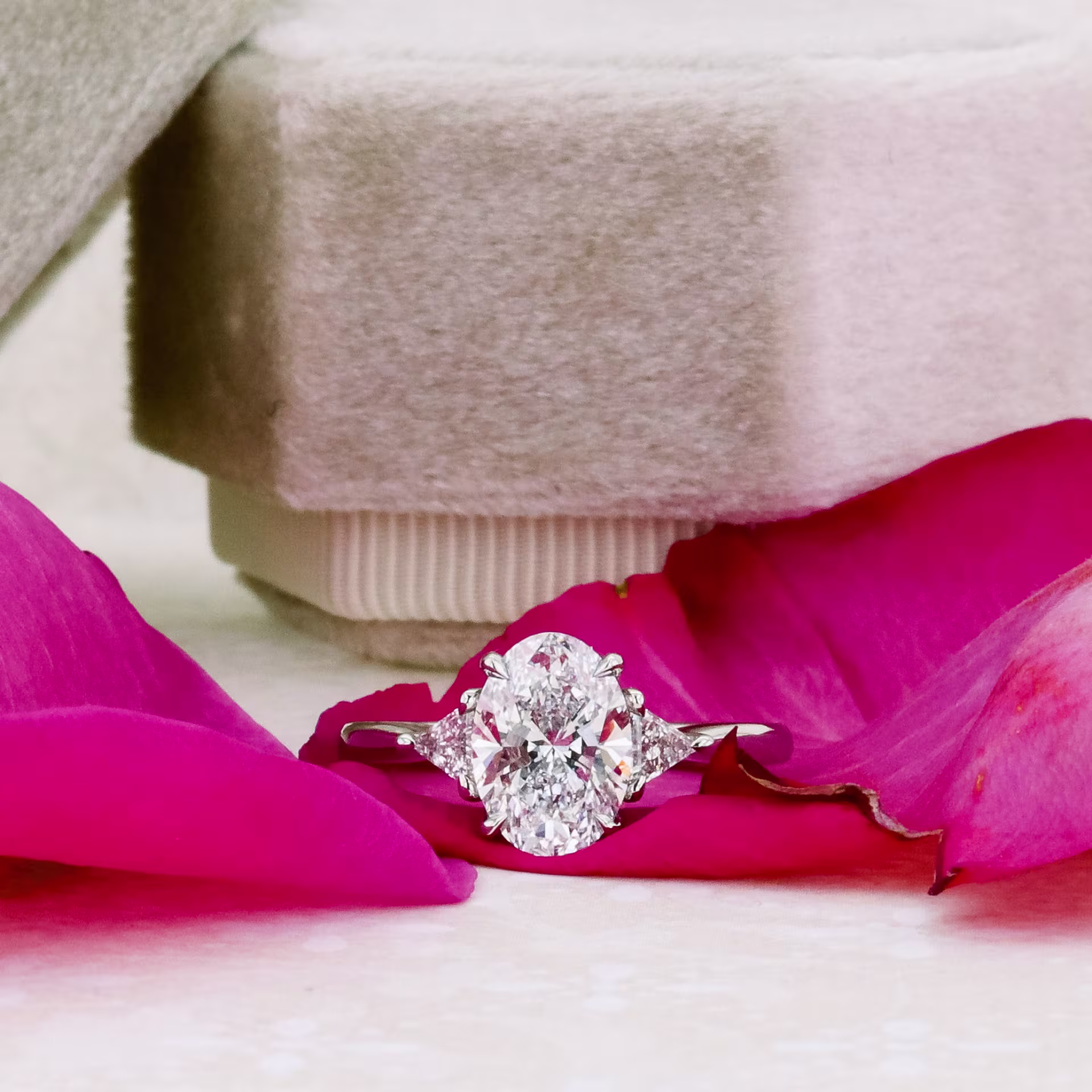 High Quality 2.0 ctw Man Made Diamonds Oval and Trillion Setting in Platinum (Main View)