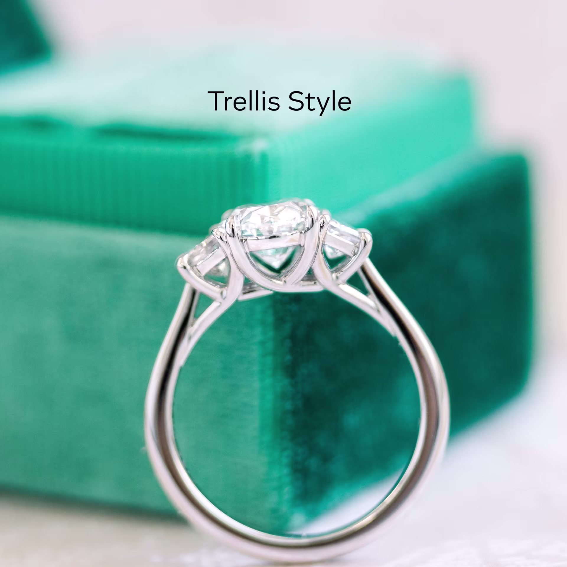 Platinum Oval and Trapezoid Setting featuring 2.0 Carat Diamonds (Profile View)