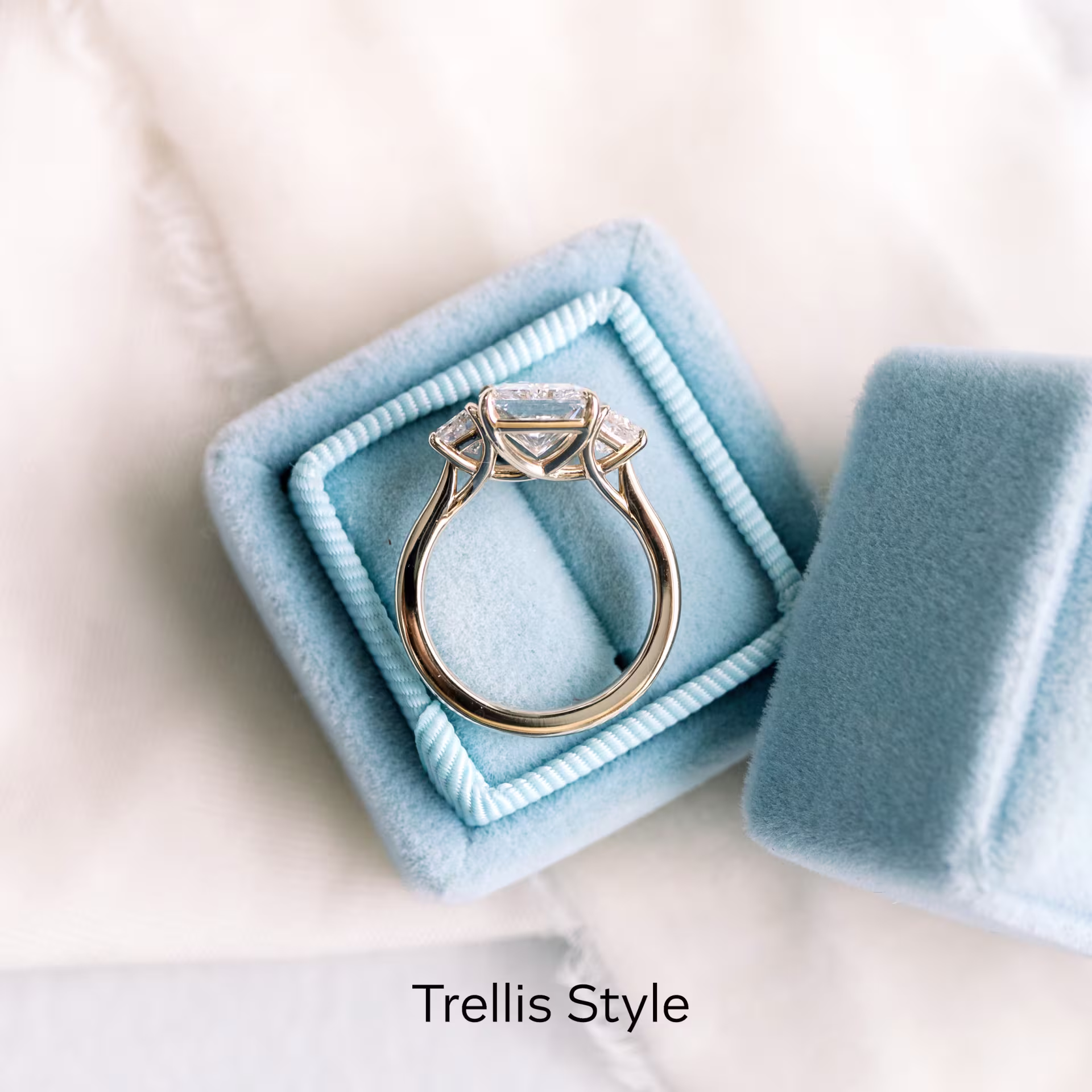 3.5 ctw Lab Created Diamonds Radiant and Trapezoid Diamond Engagement Ring in Yellow Gold (Profile View)