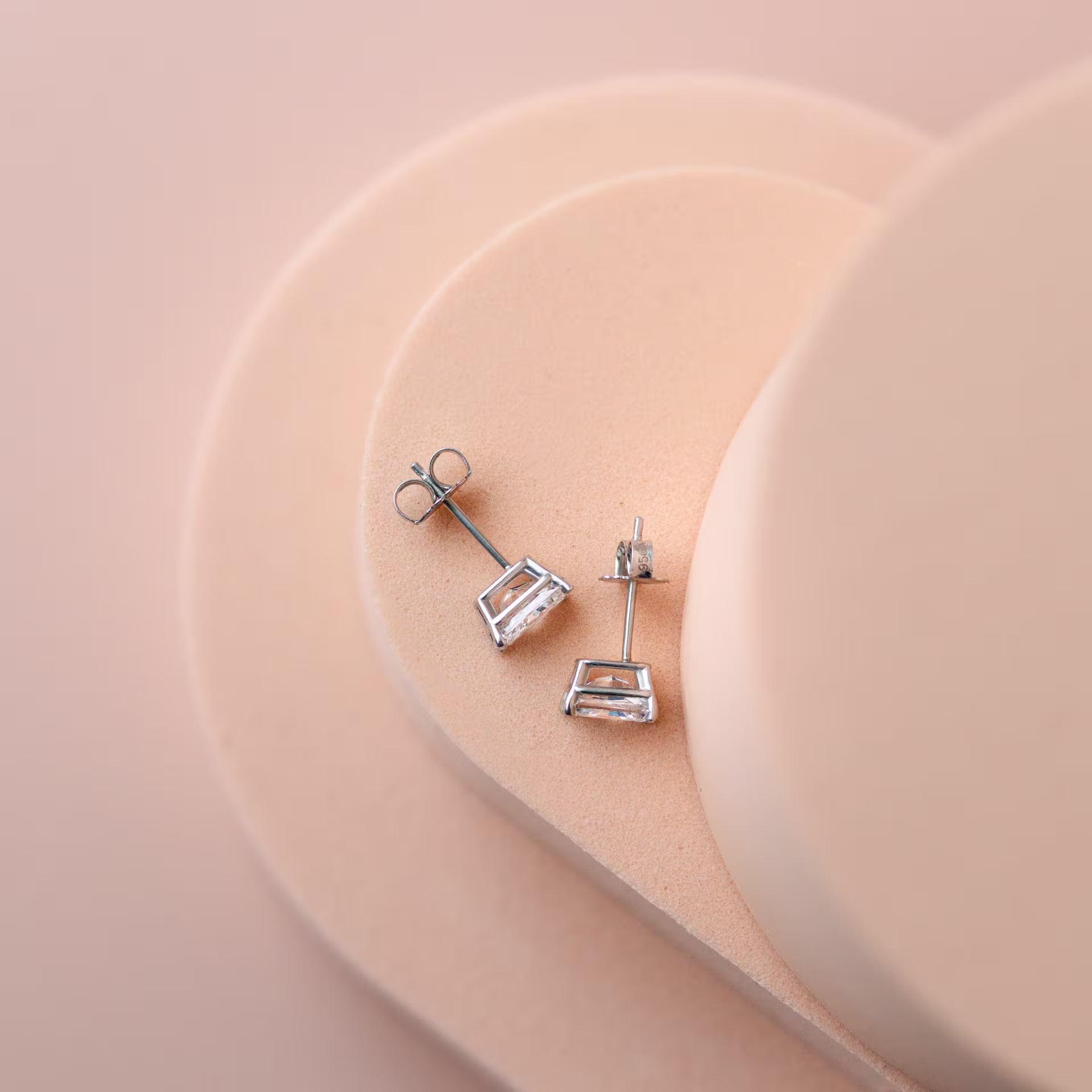 2.0 ctw Lab Created Diamonds set in Platinum 2ctw Radiant Diamond Stud Earrings in Platinum (Profile View)