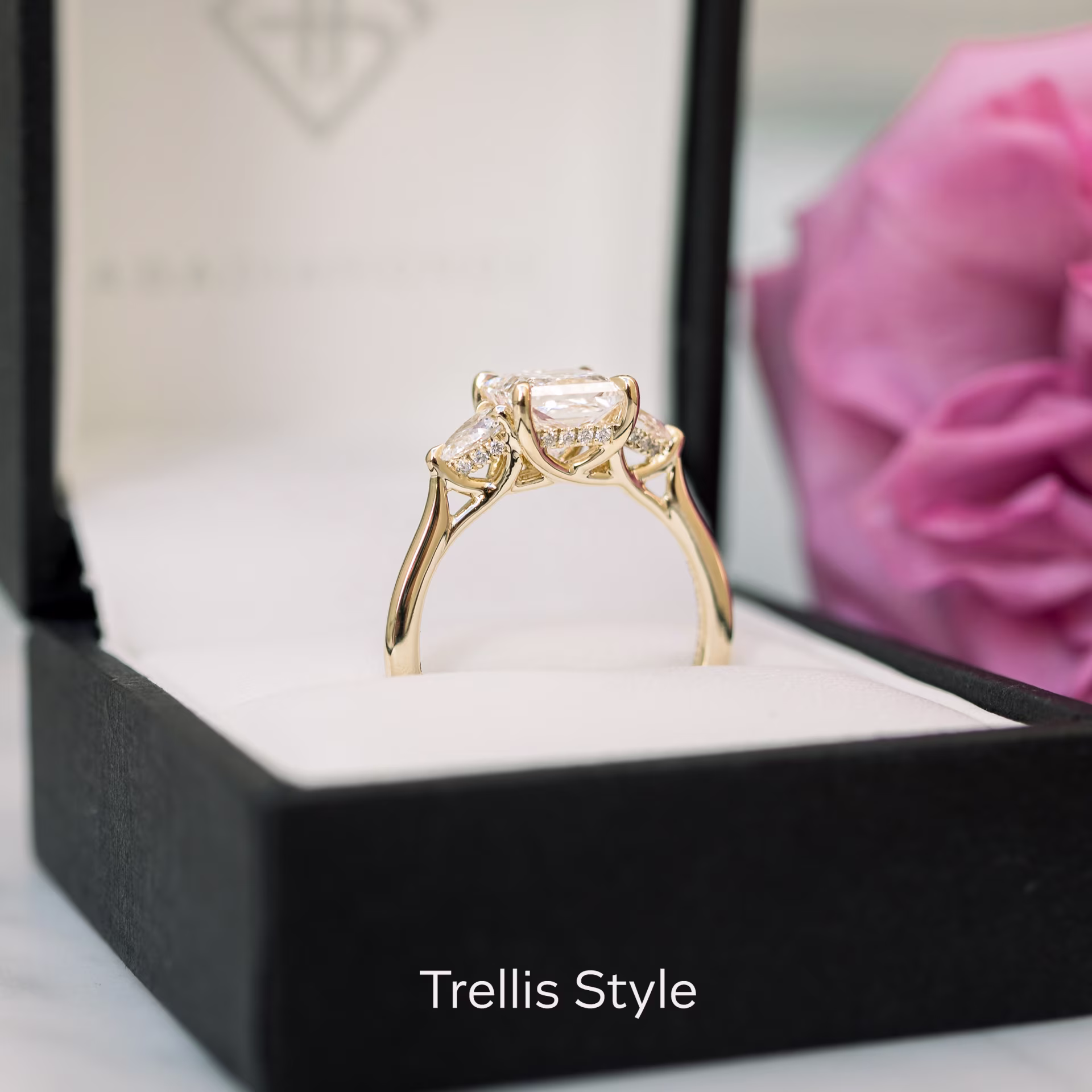 1.75 ct Diamonds set in Yellow Gold Princess and Pear Setting (Profile View)