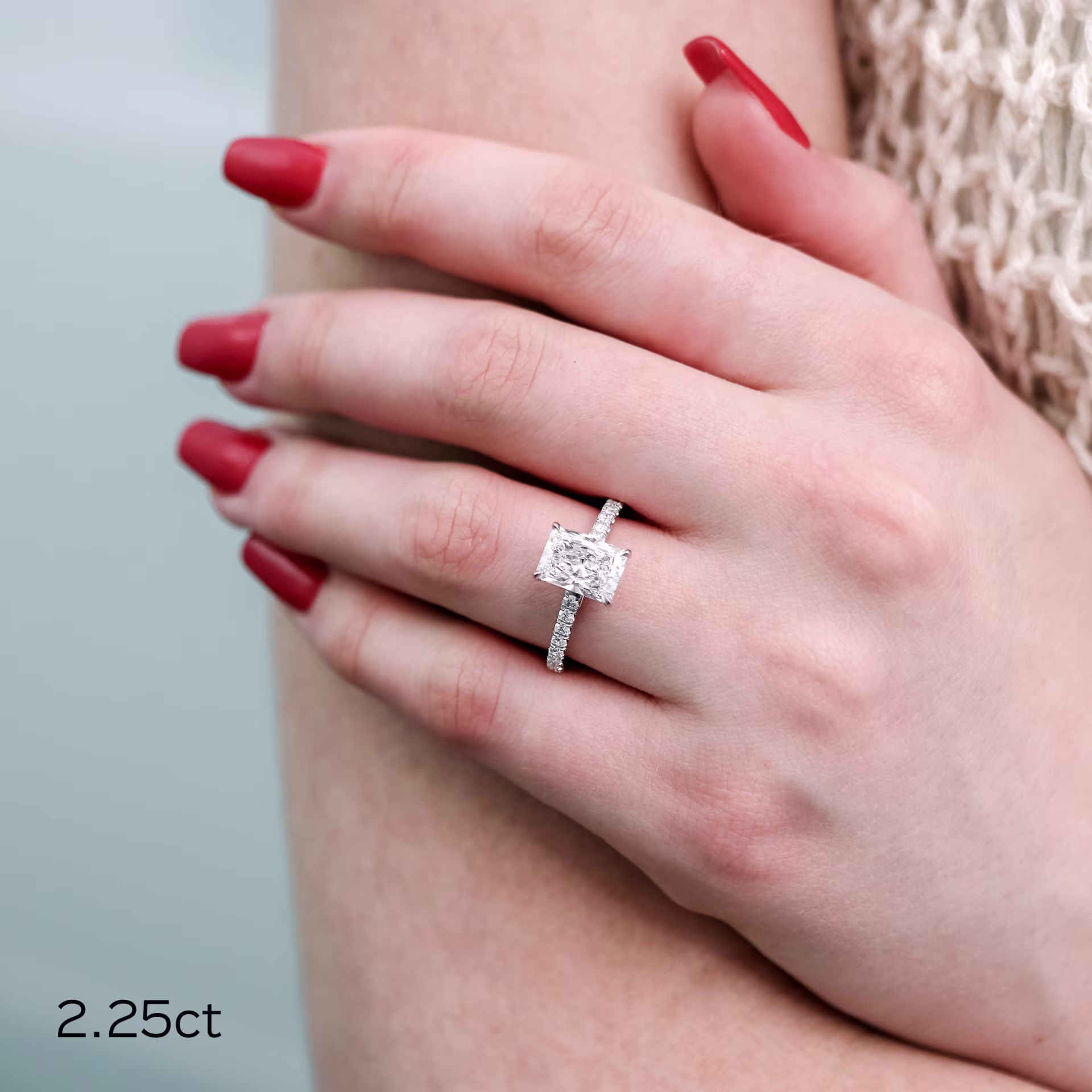 2.25 Carat Diamonds set in Platinum Radiant Cathedral Pavé Setting (Main View)