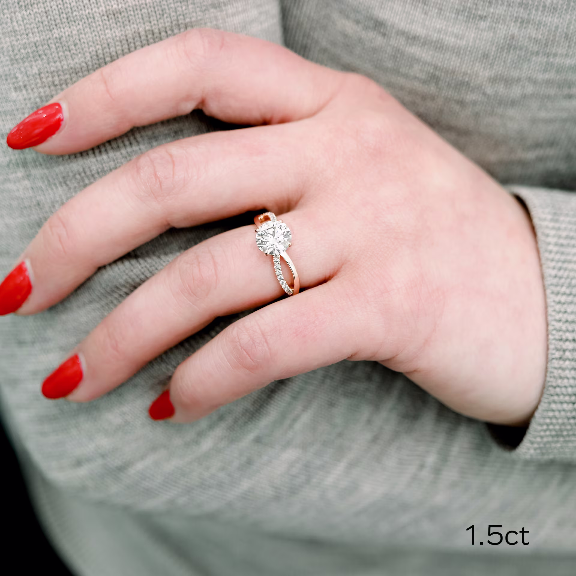 1.5 ctw Man Made Diamonds Infinity Twist Setting in Rose Gold (Main View)