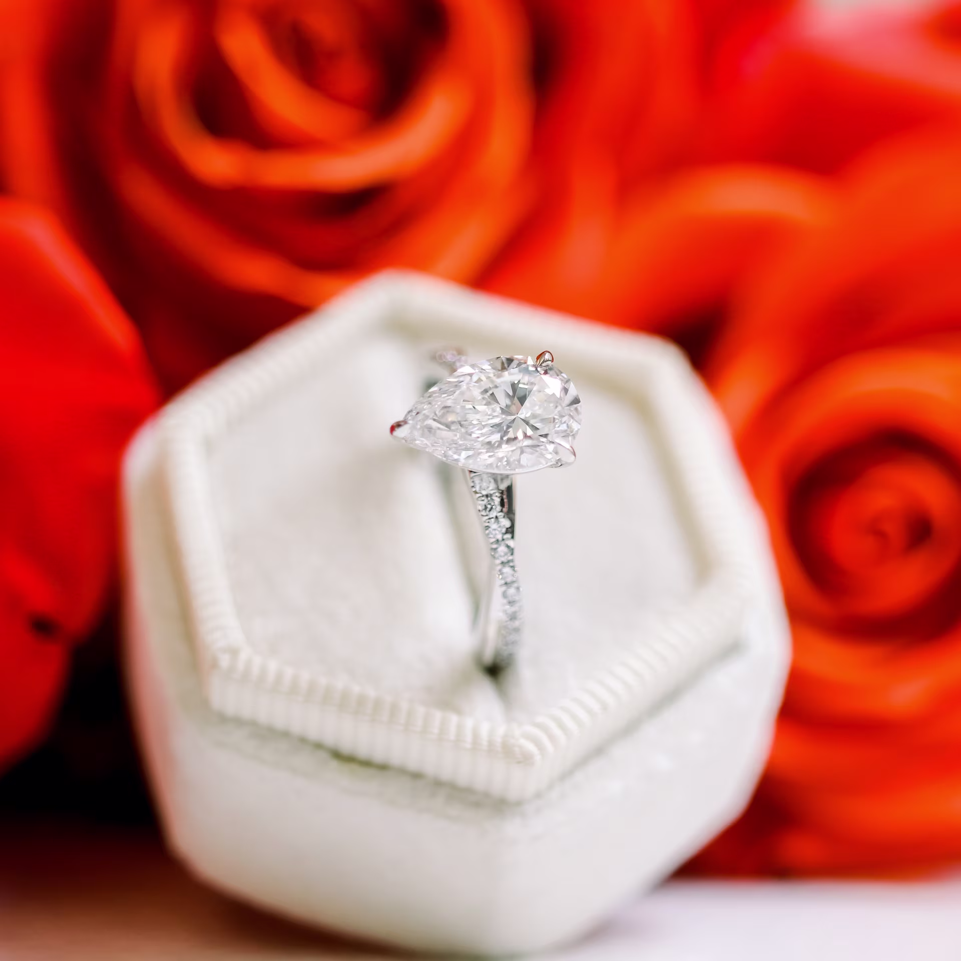 Platinum Infinity Twist Diamond Engagement Ring featuring Exceptional Quality 1.5 ct Synthetic Diamonds (Side View)