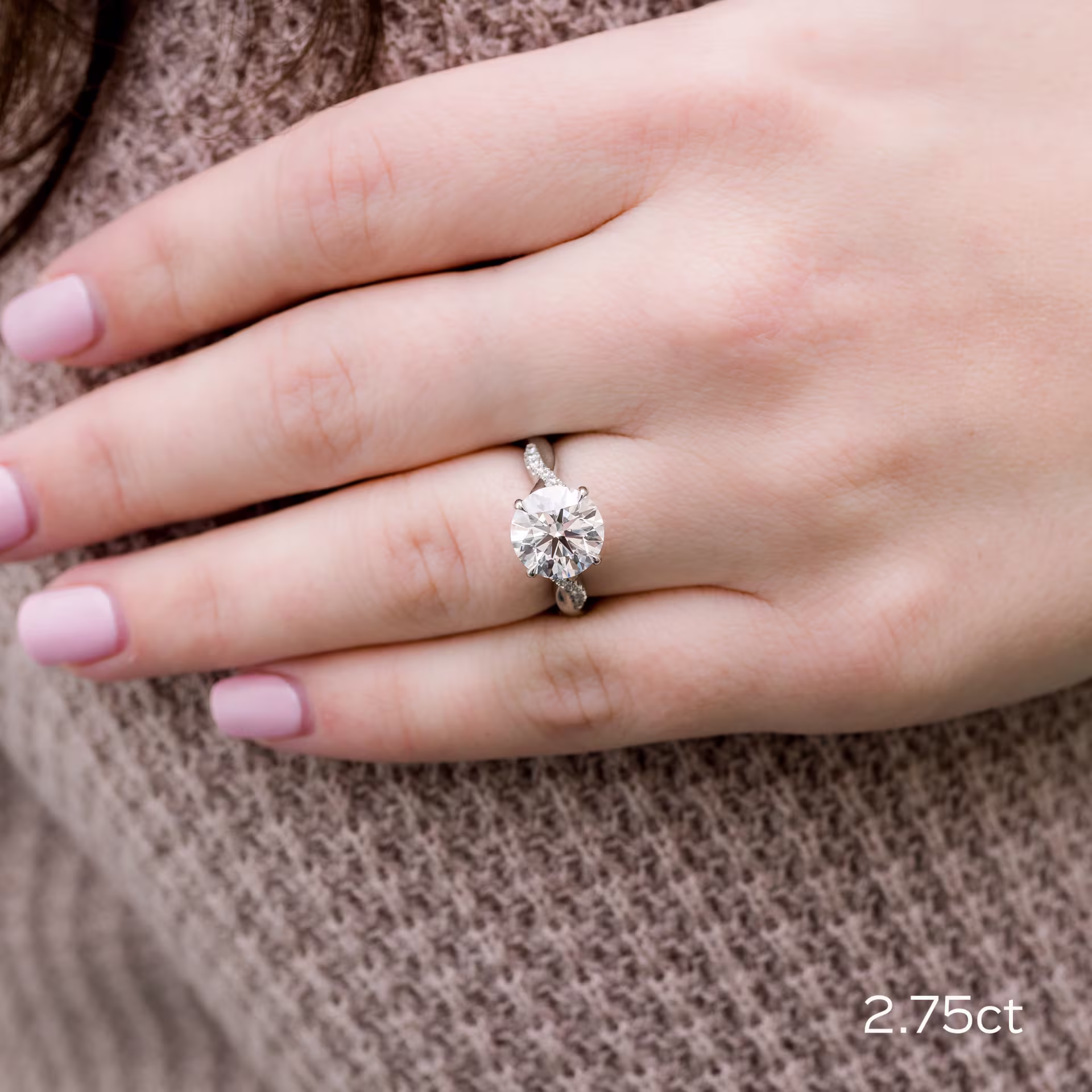 2.75 Carat Lab Diamonds set in Infinity Twist Setting (Main View)