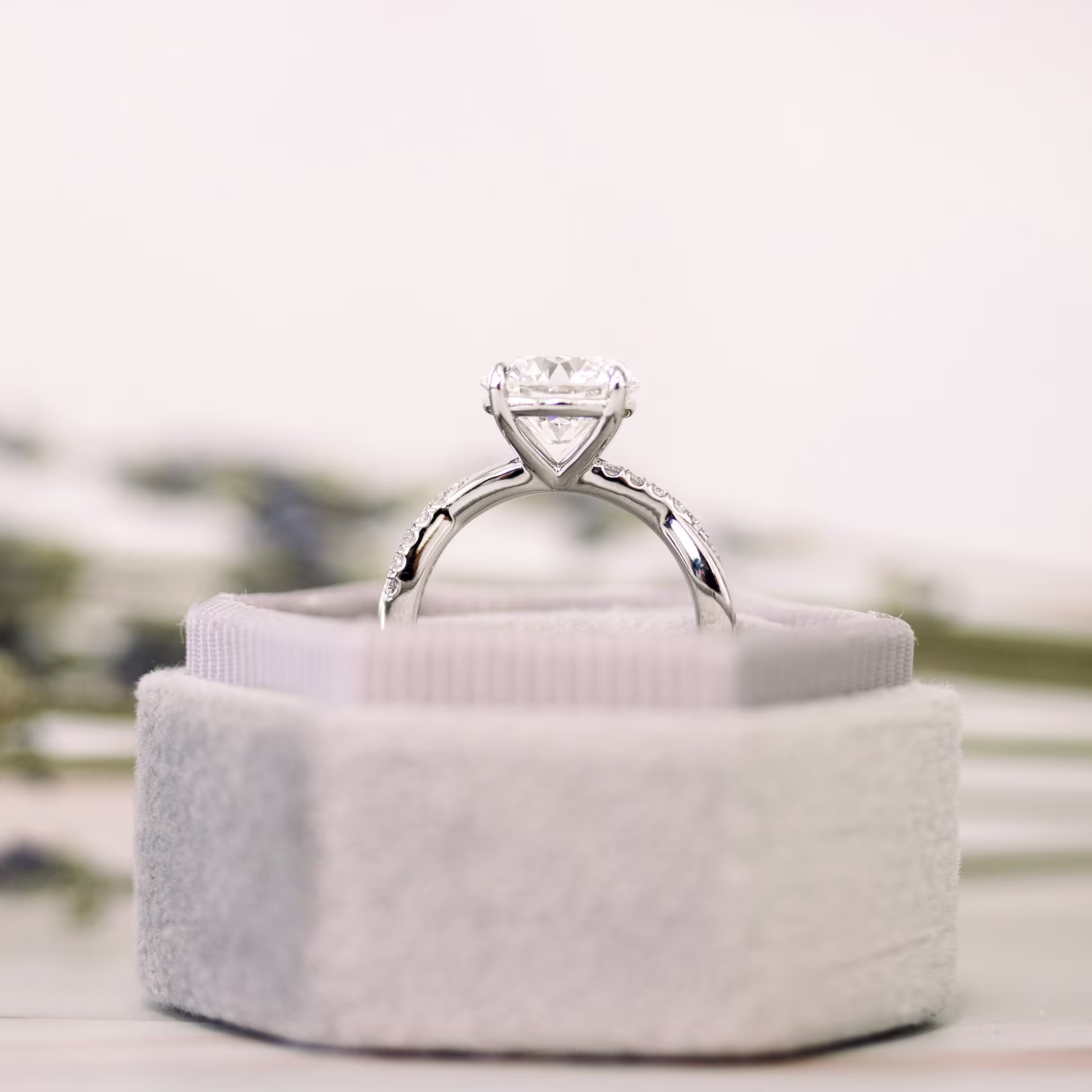 Platinum Infinity Twist Setting featuring 2.0 Carat Lab Created Diamonds (Profile View)