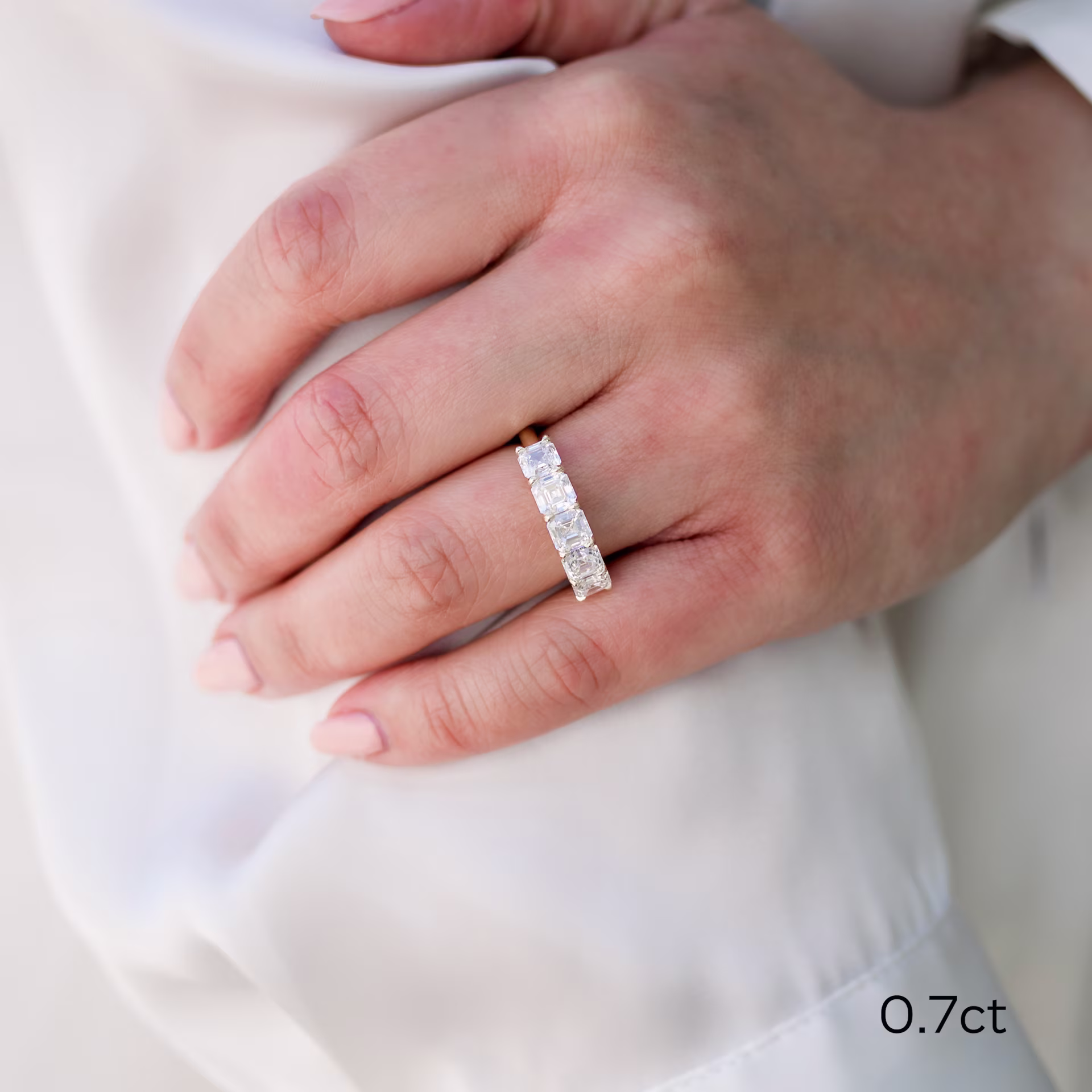 3.5 Carat Lab Grown Diamonds 3.5ctw Asscher Cut Five-Stone Band in 14k Yellow Gold in 14k Yellow Gold (Main View)