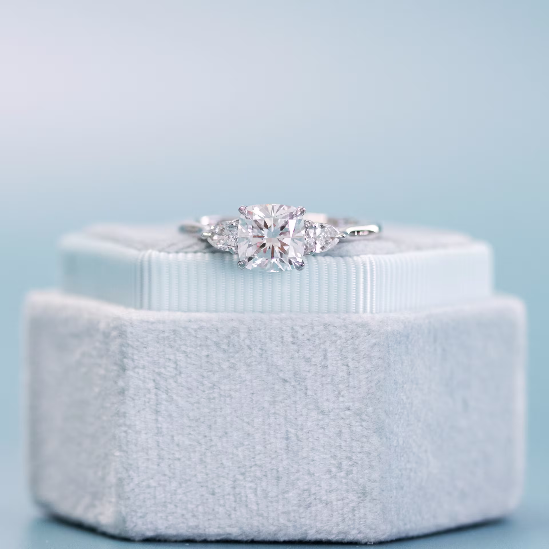 Platinum Cushion and Pear Setting featuring 1.75 Carat Lab Grown Diamonds (Main View)