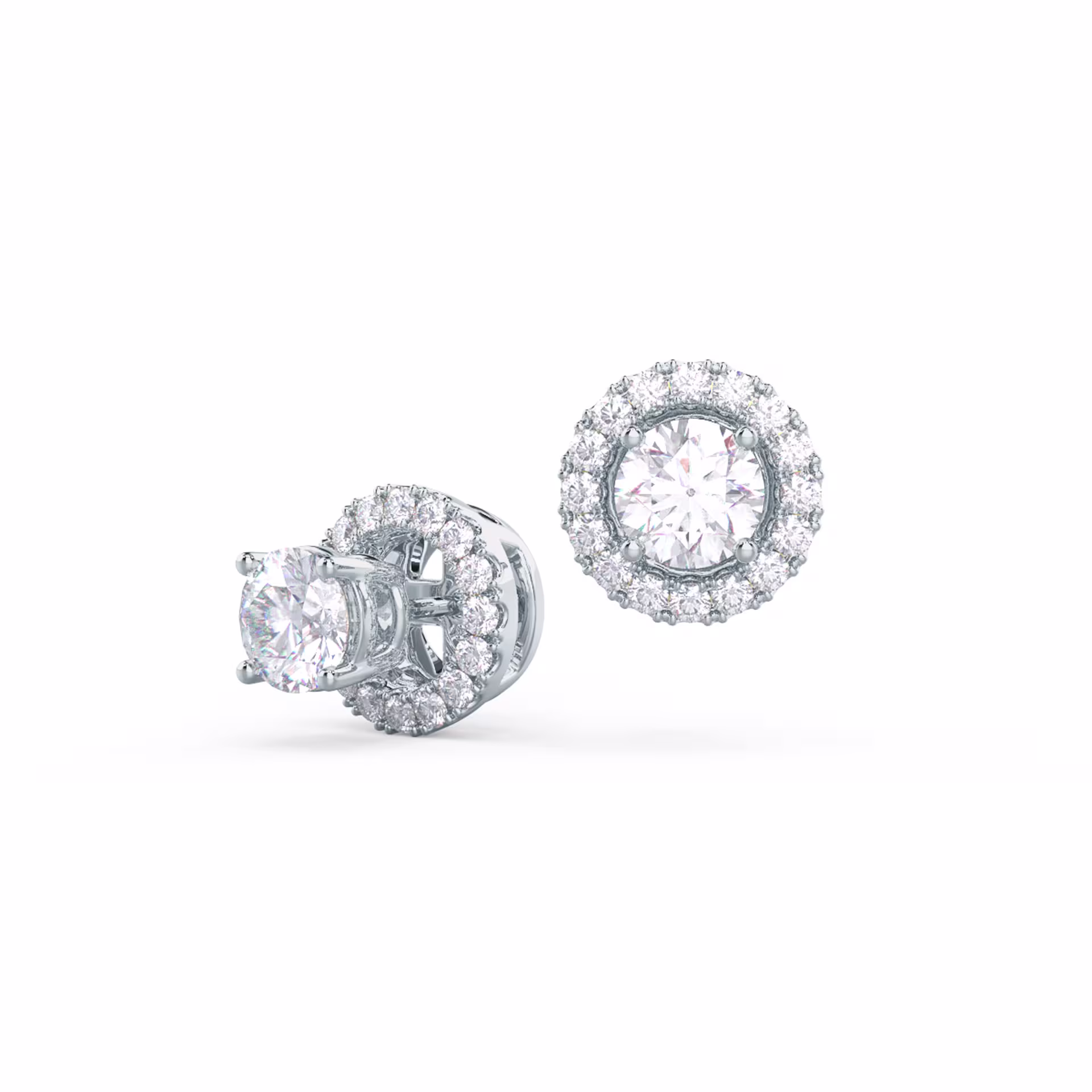 0.35 Carat Round Man Made Diamonds set in 18k White Gold 0.35ctw Round Diamond Halo Earring Jackets in 18k White Gold (Main View)