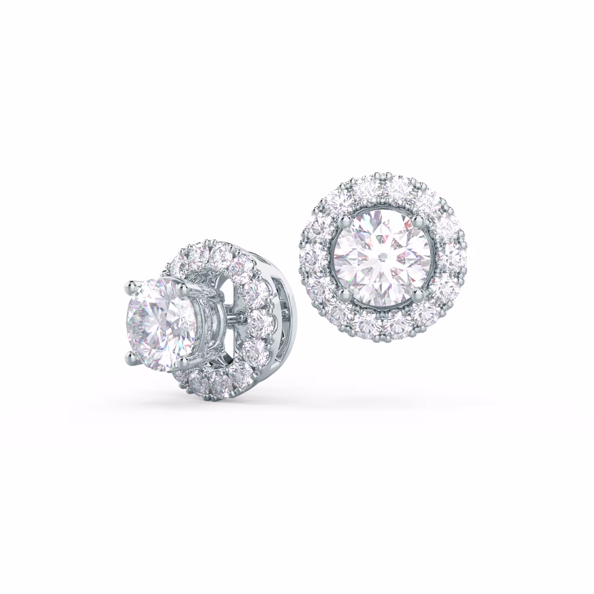 18k White Gold Heavenly Halo Earring Jackets featuring Hand Selected 0.5 Carat Round Man Made Diamonds (Main View)