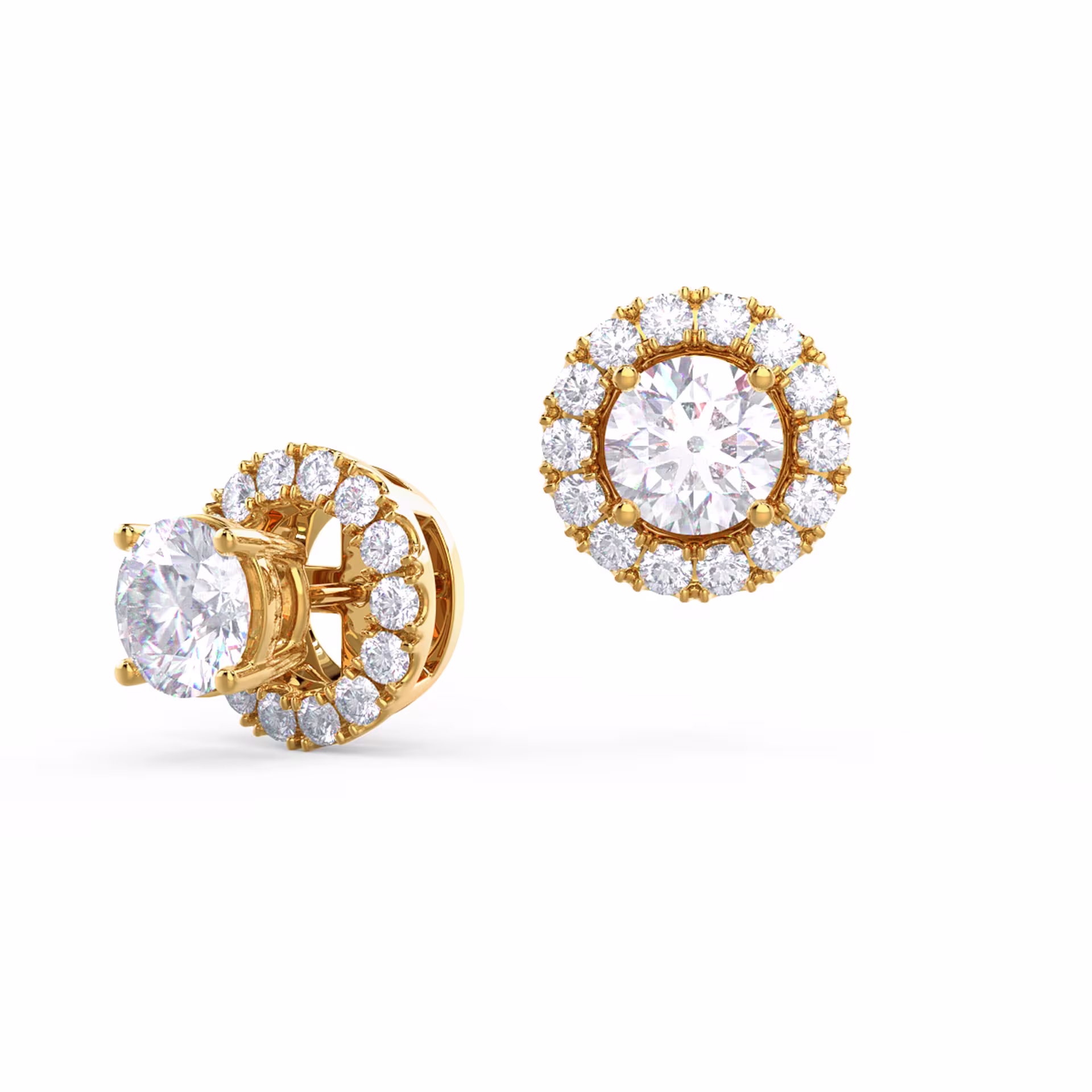 0.5 Carat Round Brilliant Diamonds 0.5ctw Round Diamond Halo Earring Jackets in 14k Yellow Gold in 14k Yellow Gold (Main View)