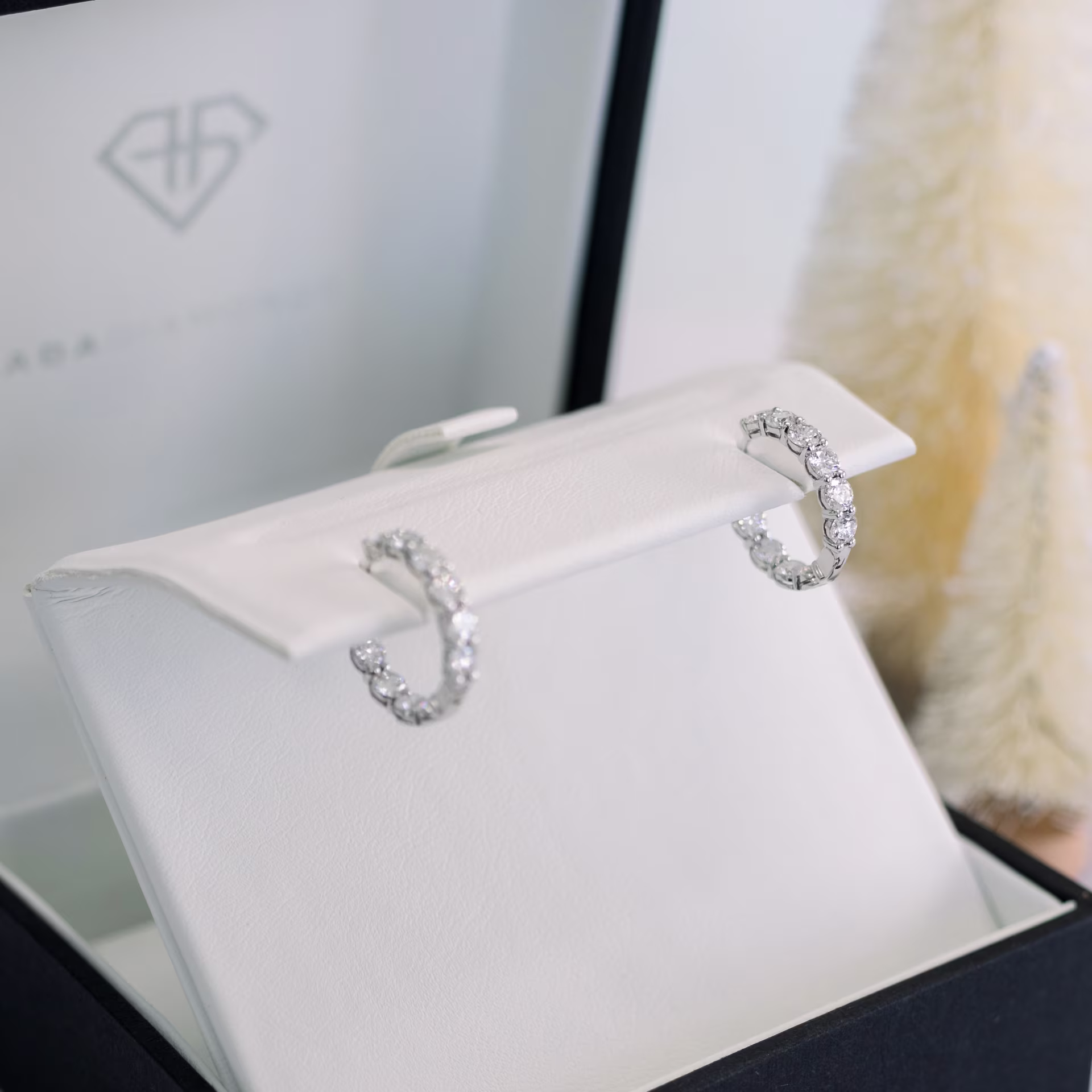 High Quality 2.0 ctw Round Lab Diamonds 2ctw Lab Grown Diamond Huggie Hoop Earrings in 18k White Gold in 18k White Gold (Main View)