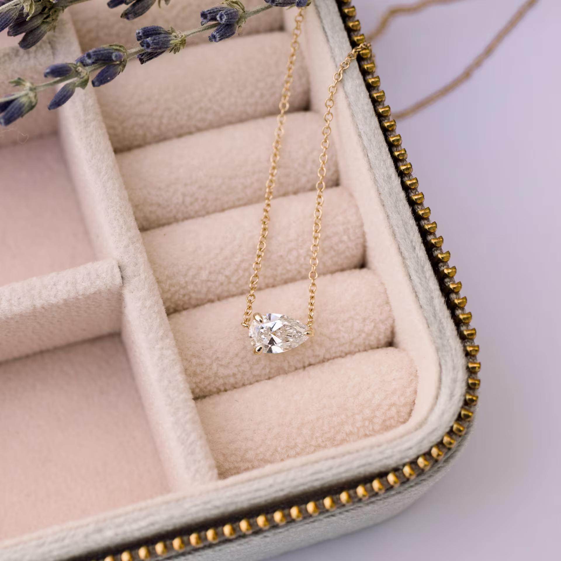 14k Yellow Gold 0.7ctw Floating Pear Diamond Pendant in 14k Yellow Gold featuring 0.7 ct Diamonds (Main View)