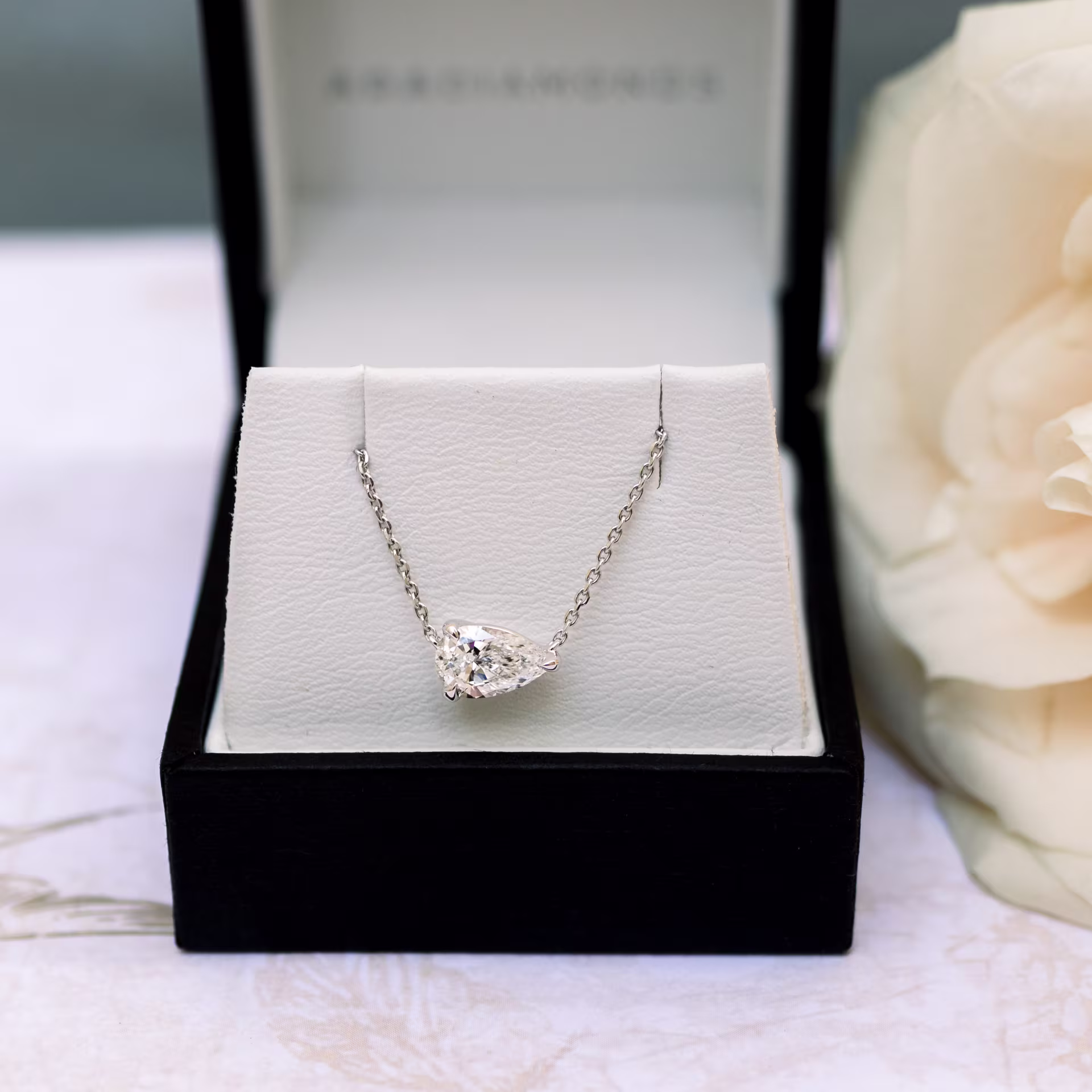 0.7 Carat Lab Diamonds Floating Pear Pendant in White Gold (Main View)