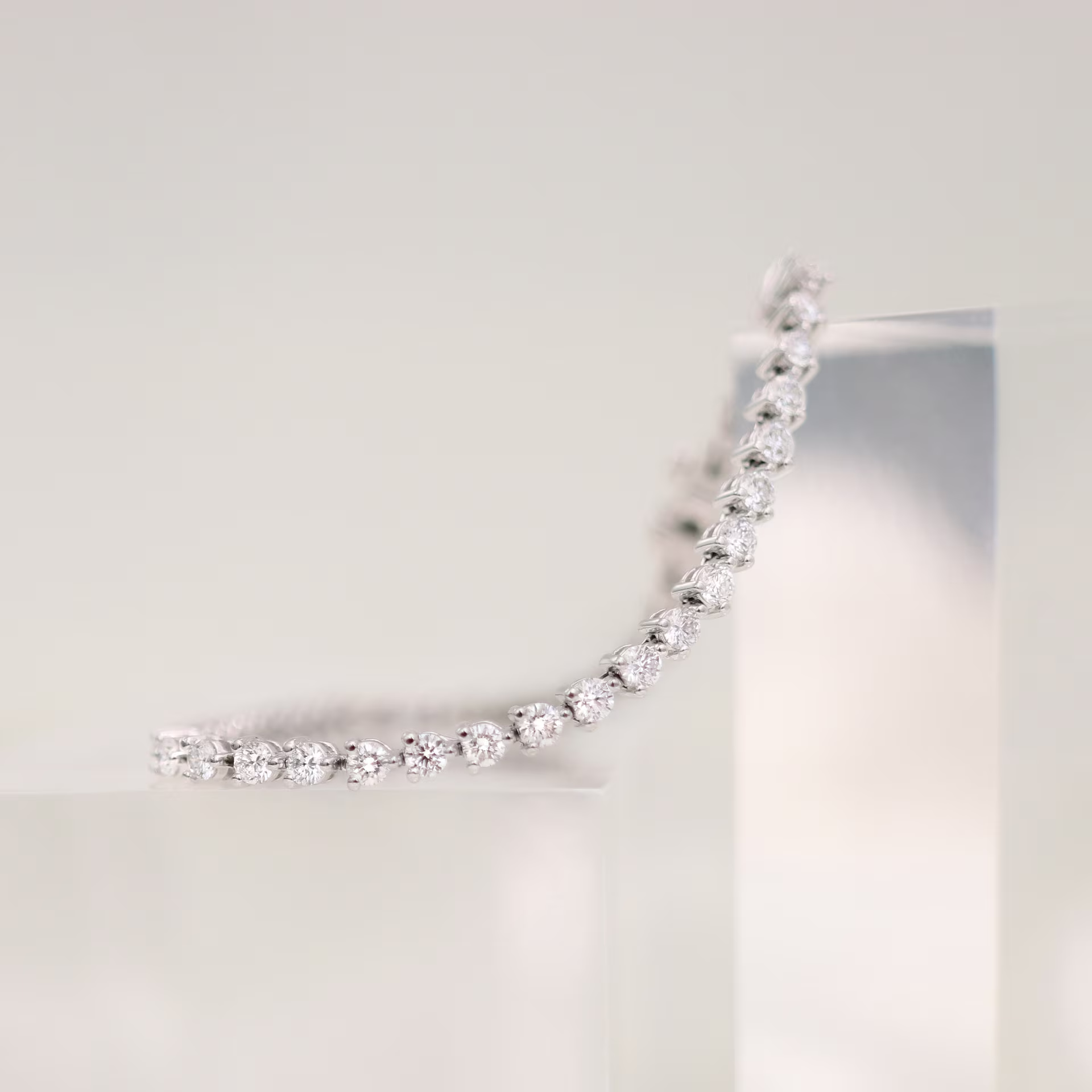14k White Gold 4ctw Lab Diamond Three Prong Tennis Bracelet in 14k White Gold featuring 4.0 ctw Round Brilliant Lab Grown Diamonds (Main View)