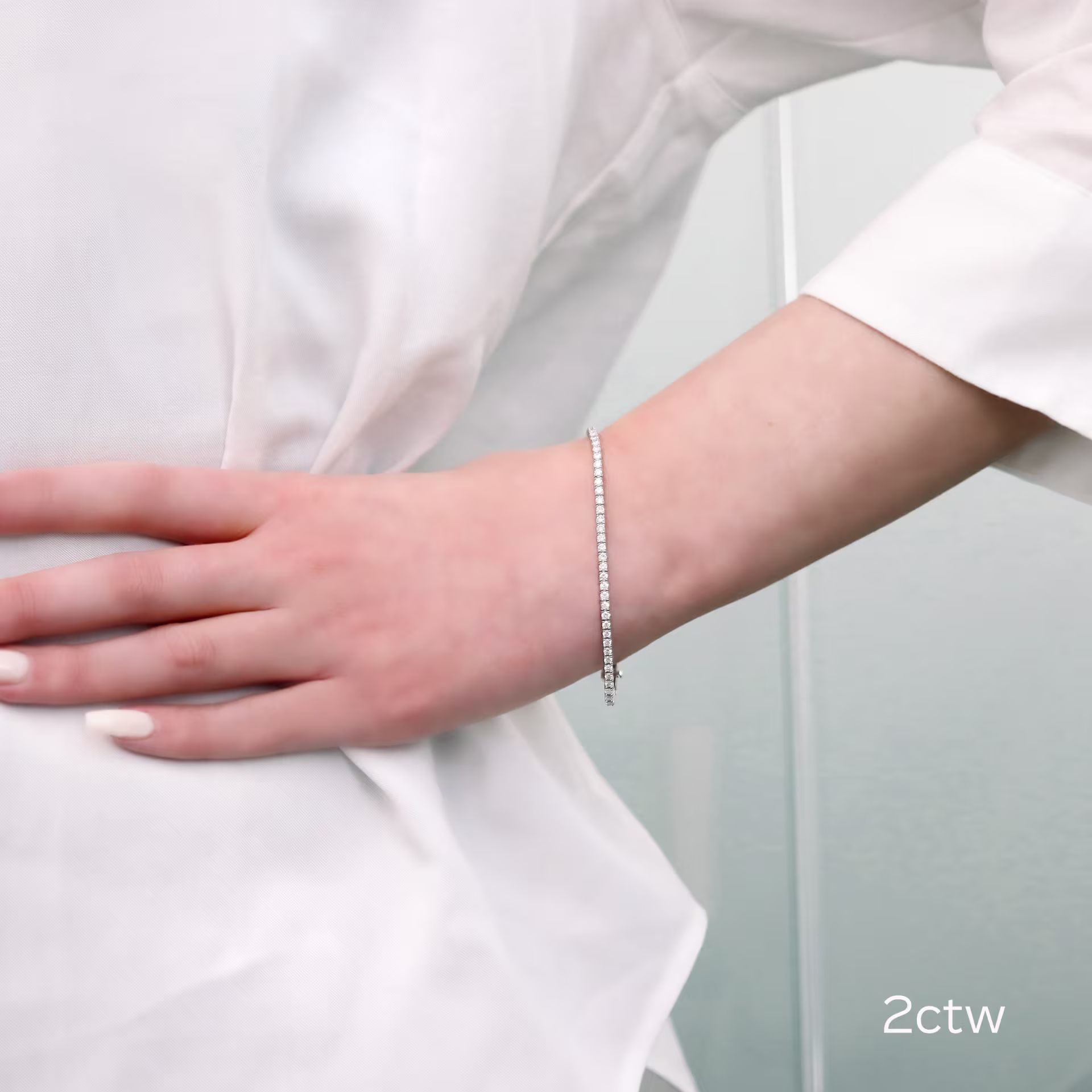 2.0 ct Round Diamonds Four Prong Tennis Bracelet in 14k White Gold (Main View)