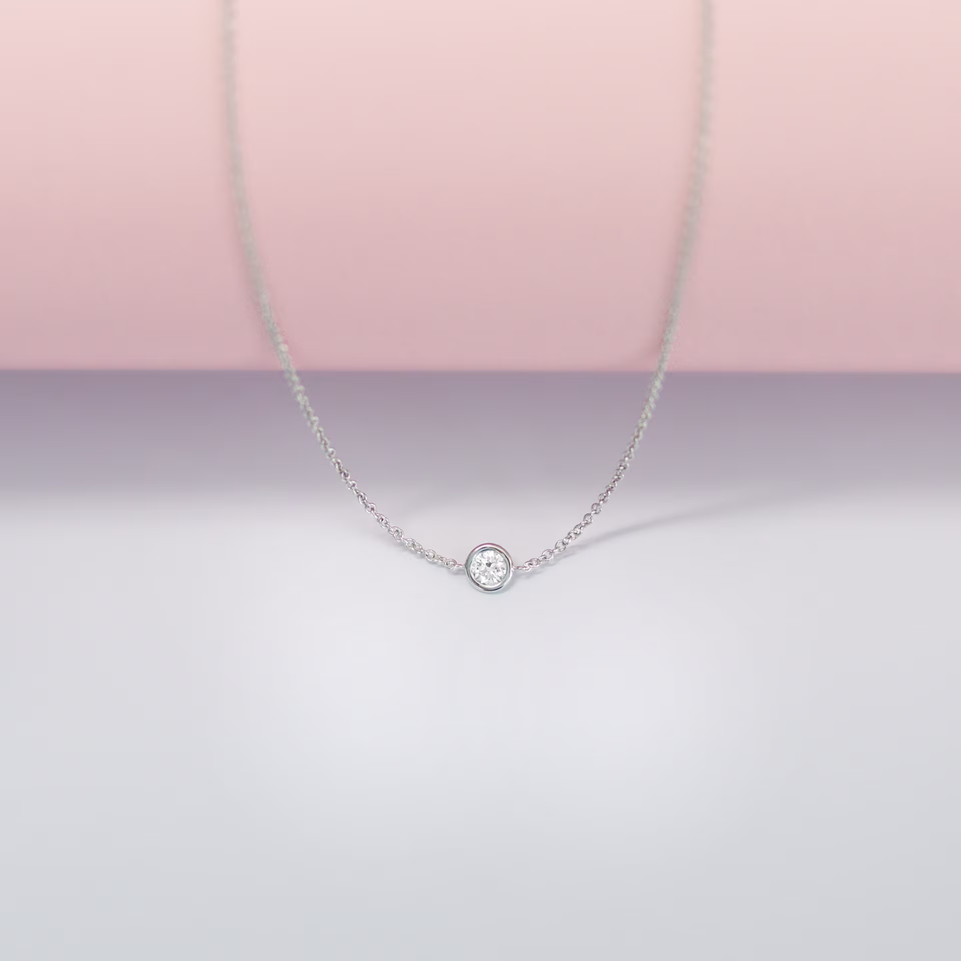 18k White Gold 0.1ctw Solitaire Diamond Station Necklace in 18k White Gold featuring 0.1 ctw Round Lab Diamonds (Main View)