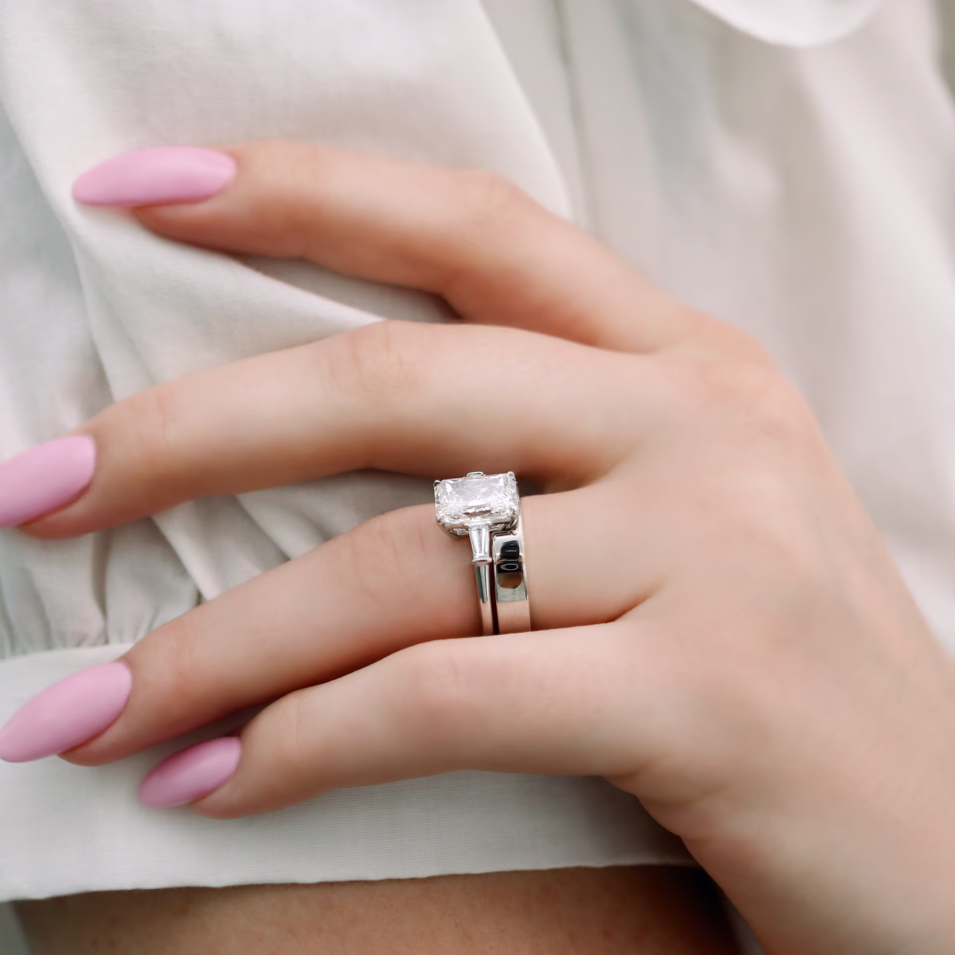 Exceptional Quality Man Made Diamonds Custom Masculine Band in (Main View)