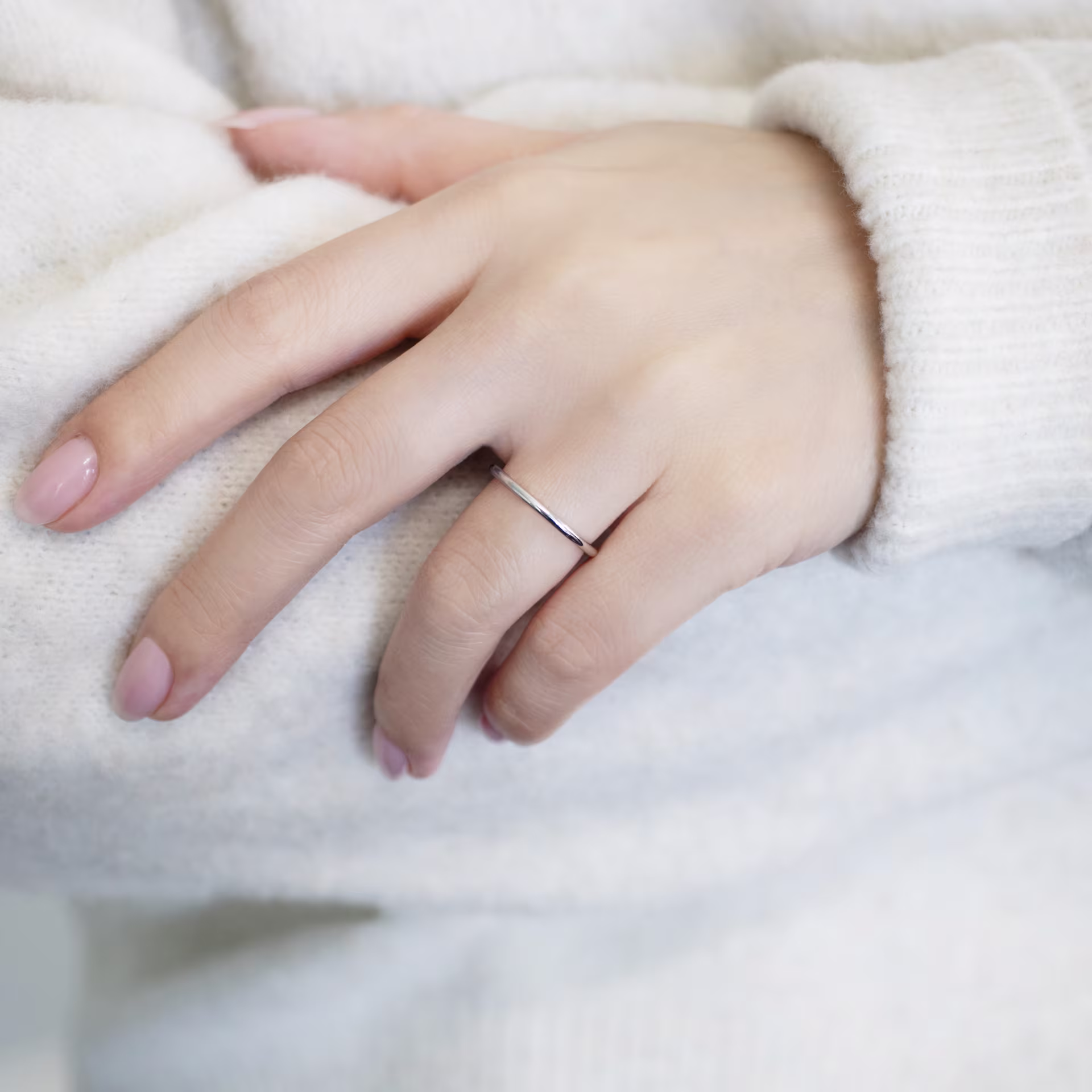 2mm Rounded Ring 18k white gold on model  (Main View)