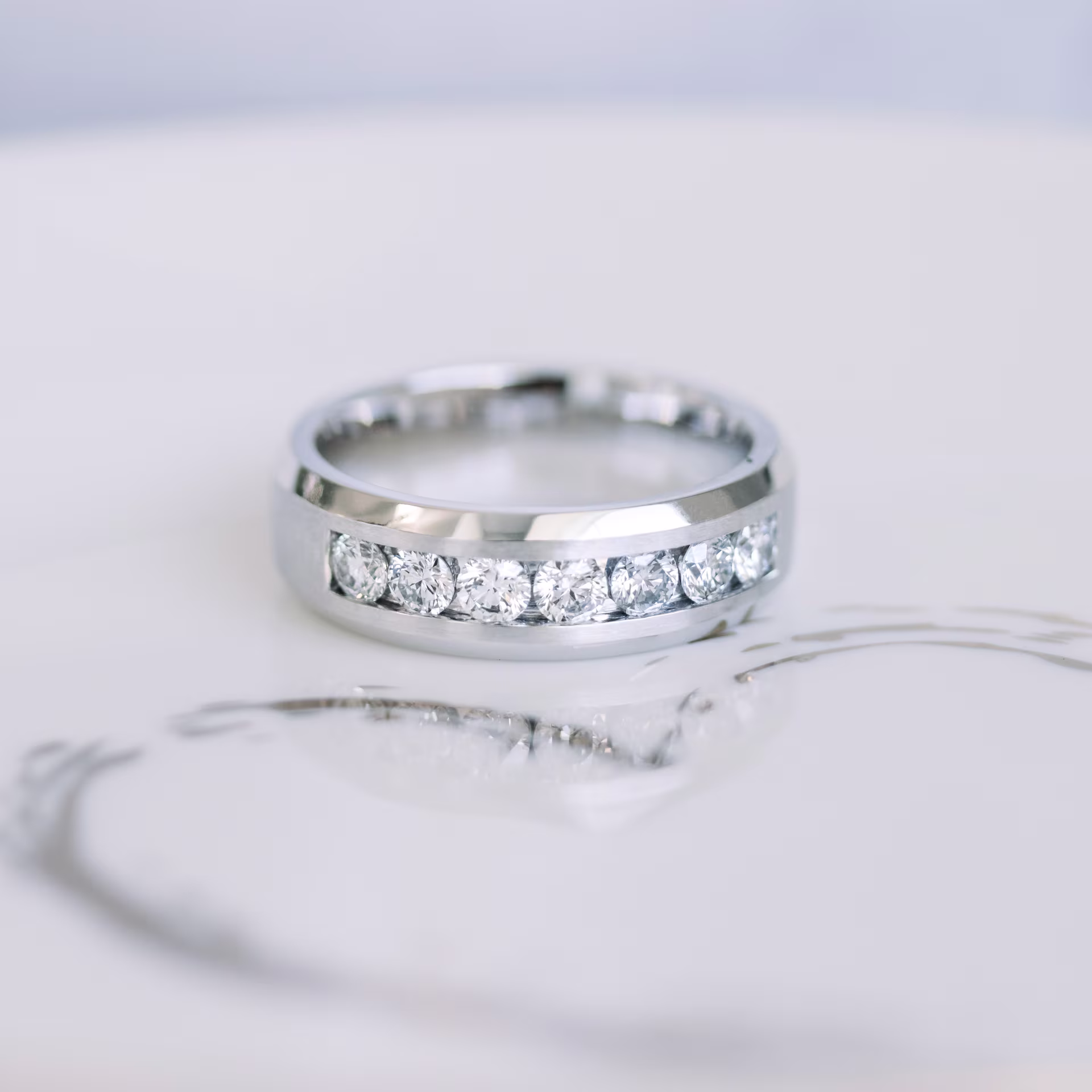 Diamonds set in Matte Beveled Channel Round Seven Stone (Main View)