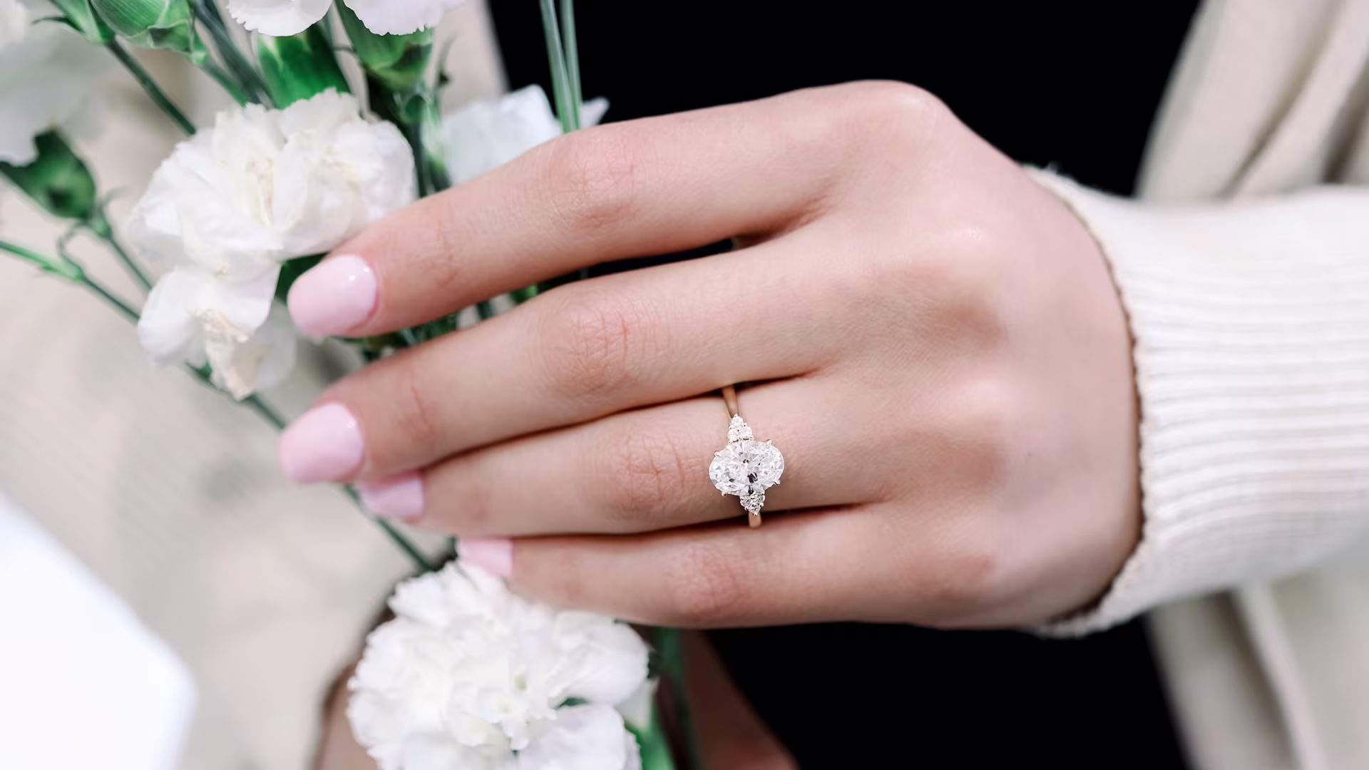 2.0 ctw Lab Created Diamonds set in Platinum Oval and Pear Diamond Engagement Ring (Main View)