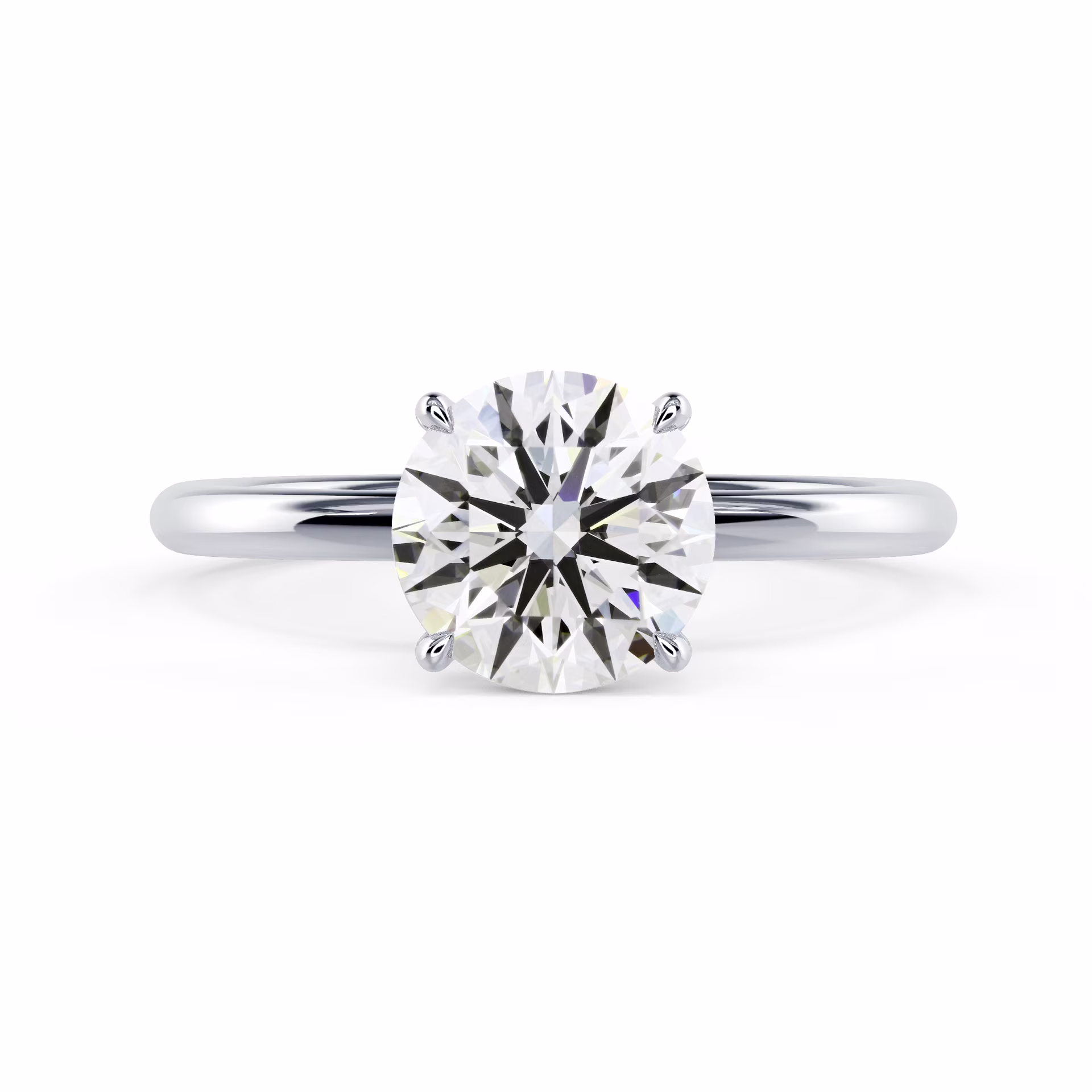 2.0 Carat Diamonds Round Classic Four Prong Solitaire Diamond Engagement Ring in Platinum (Main View)