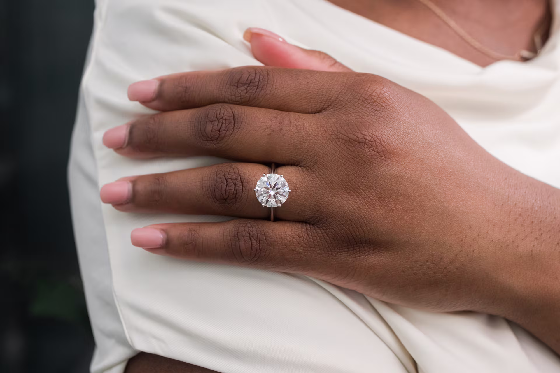 Round Classic Six Prong Solitaire Diamond Engagement Ring featuring Lab Grown Diamonds (Profile View)