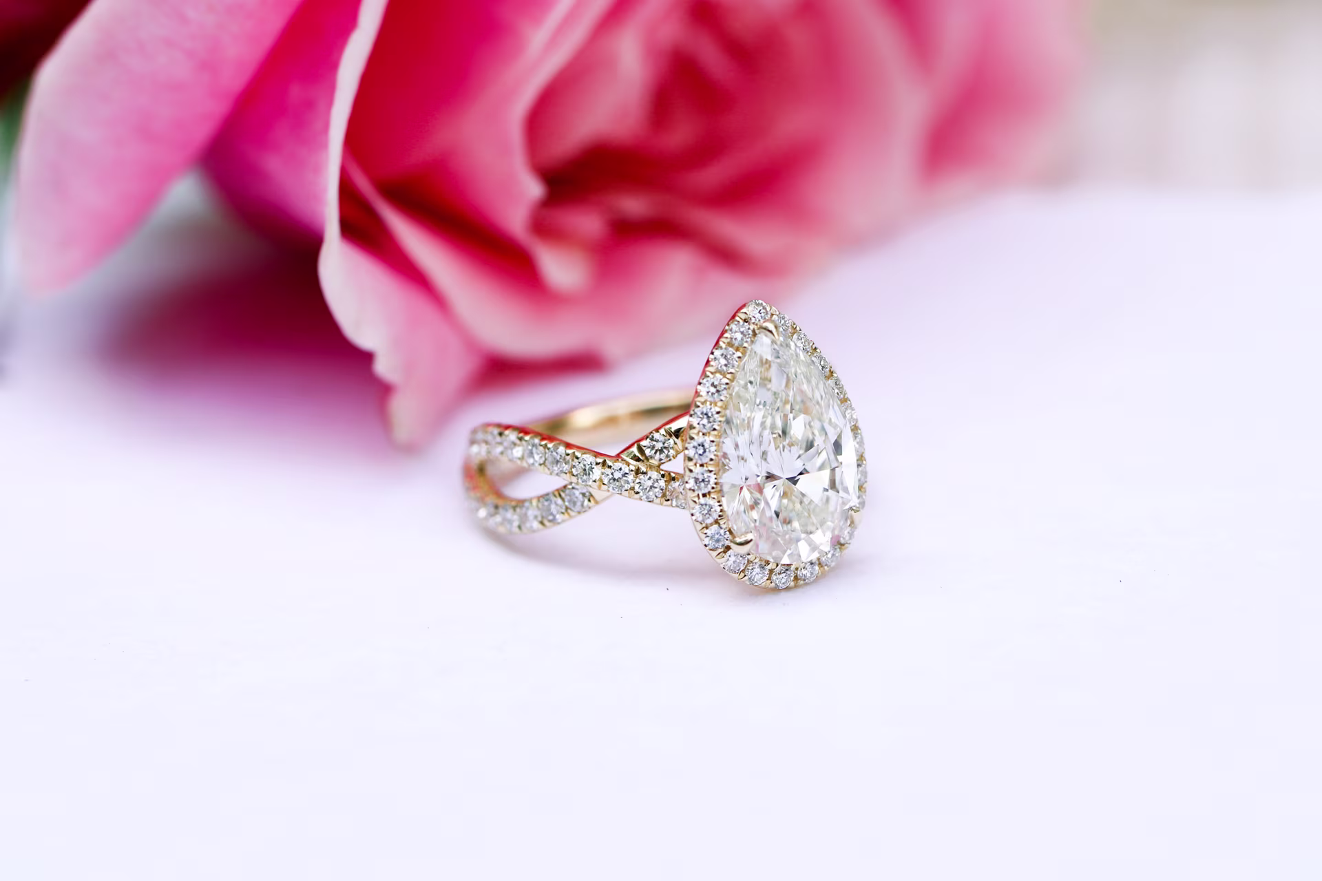 custom pear lab diamond ring