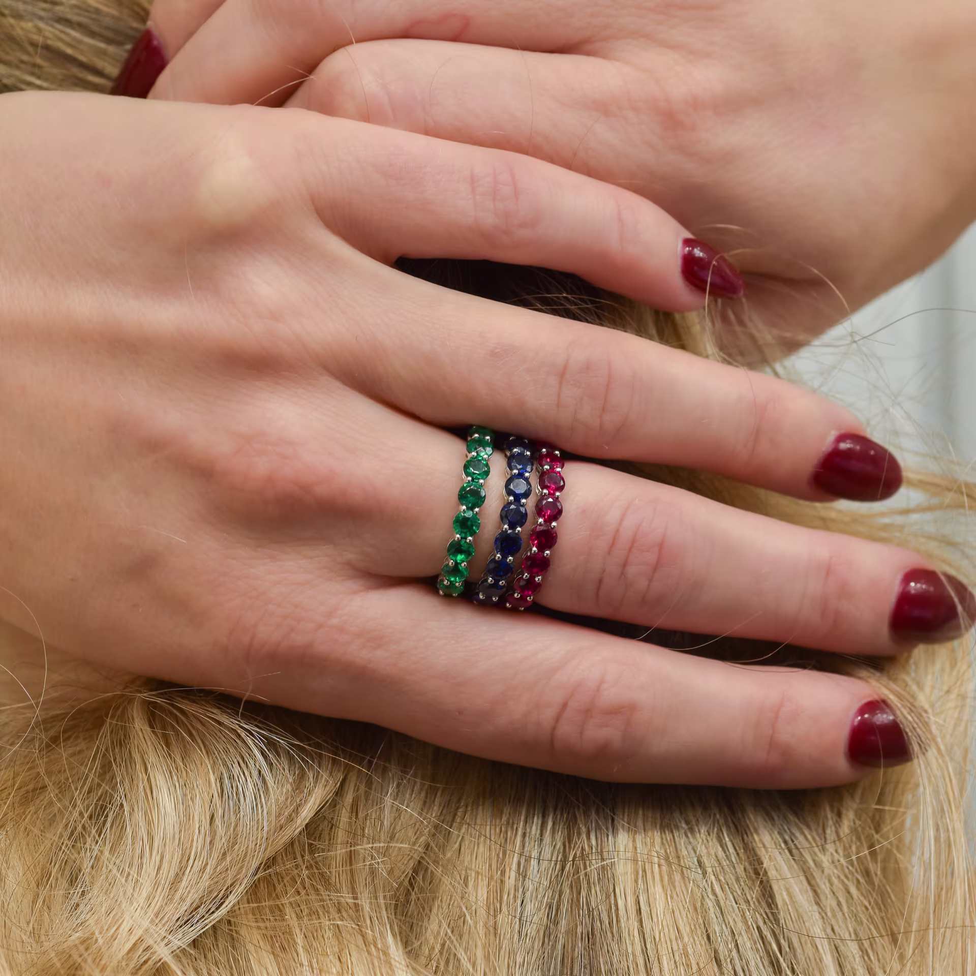 1.2 ct Round Brilliant Diamonds set in Platinum Ruby Prong Set Eternity Band (Main View)