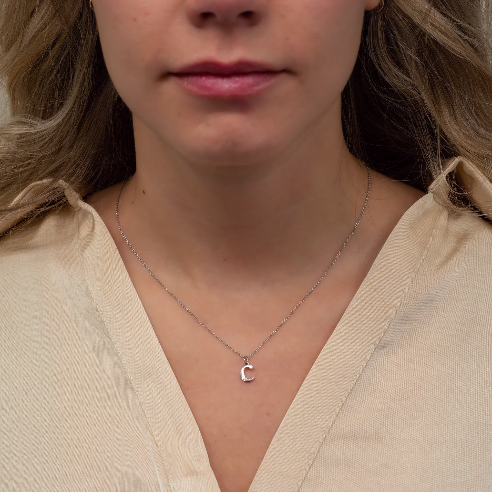 Round Brilliant Diamonds set in Yellow Gold Single Diamond Lowercase Letter Pendant | Timeless & Custom in 14k Yellow Gold (Main View)