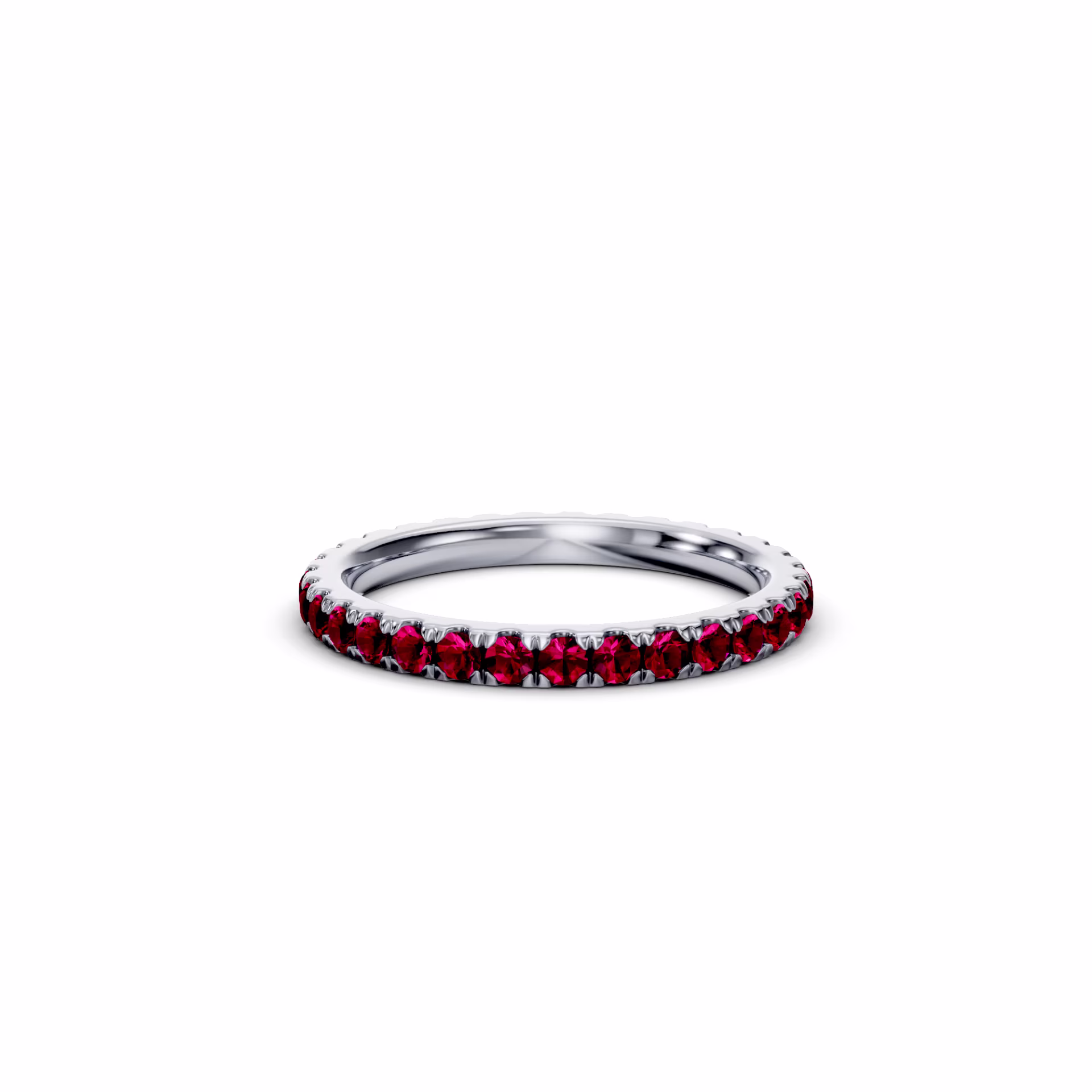 18k White Gold 0.8ctw Round Ruby U Pavé Eternity Band (Main View)
