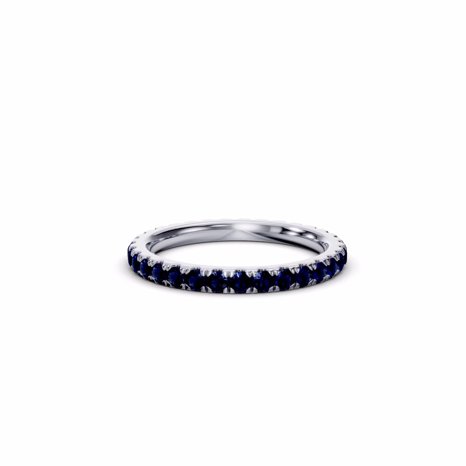 18k White Gold 0.8ctw Round Sapphire U Pavé Eternity Band(Main View)