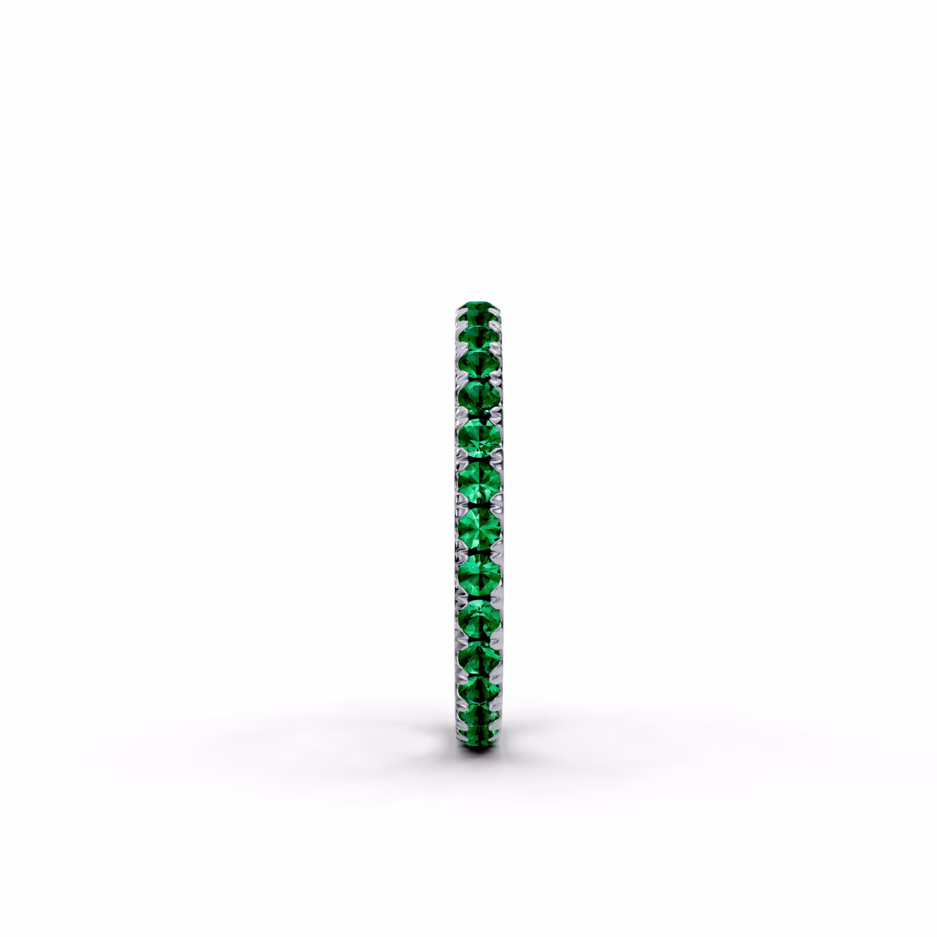 0.8ct Emerald U Pavé Ring in 18k White Gold (side view)