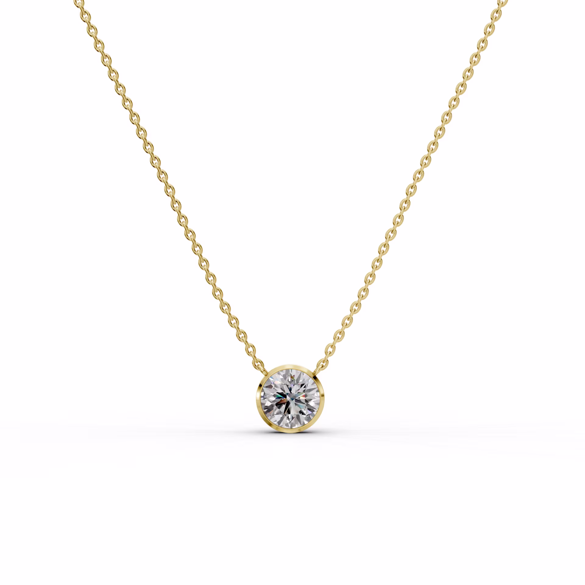 1.5 Carat Diamonds set in 14k Yellow Gold Round Floating Bezel Pendant (Main View)