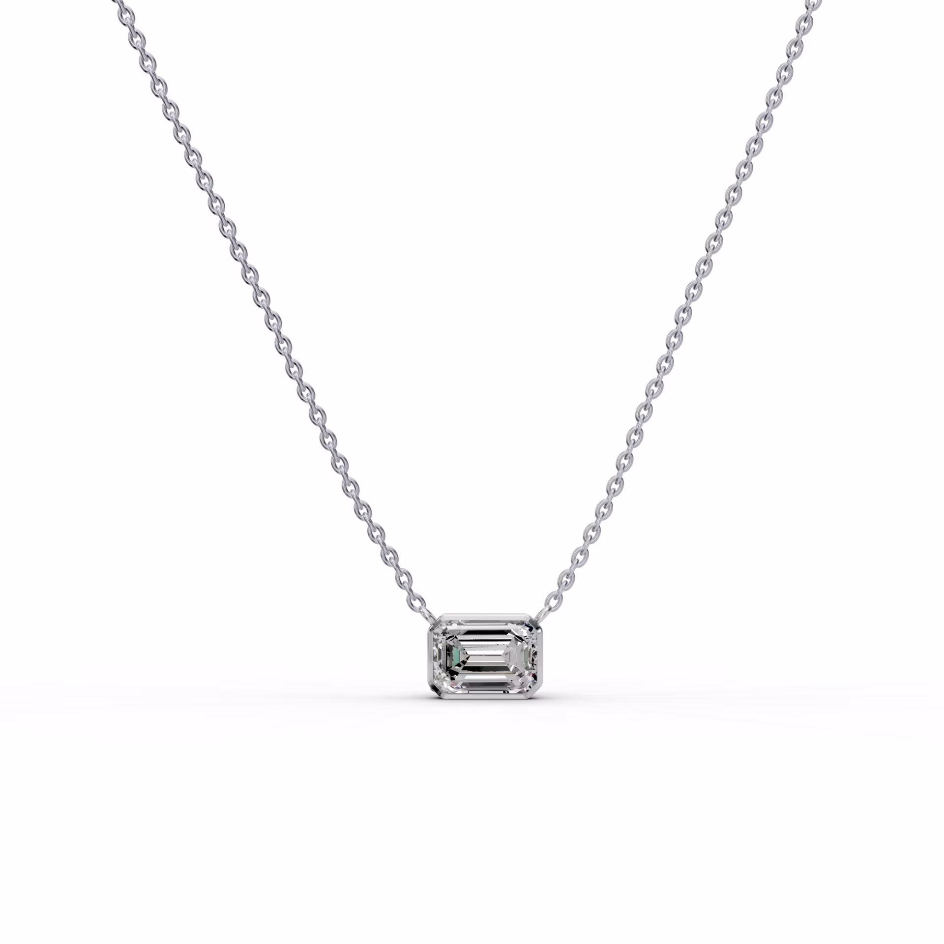 1.5 ct Round Brilliant Man Made Diamonds set in 18k White Gold 1.5ctw Single Bezel Set Emerald Diamond Pendant in 18k White Gold (Main View)