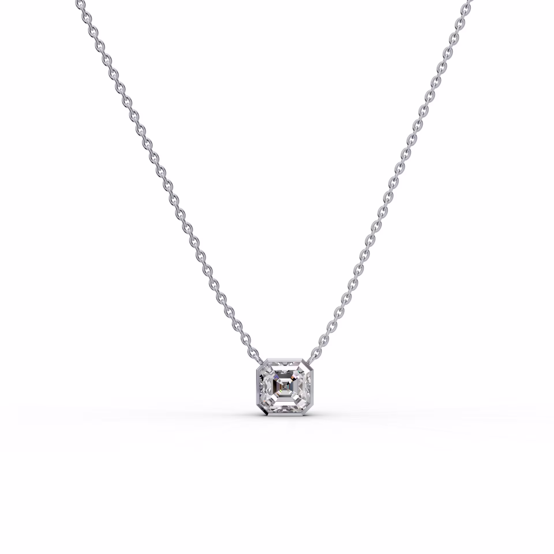 1.5 Carat Diamonds Asscher Floating Bezel Pendant in 18k White Gold (Main View)