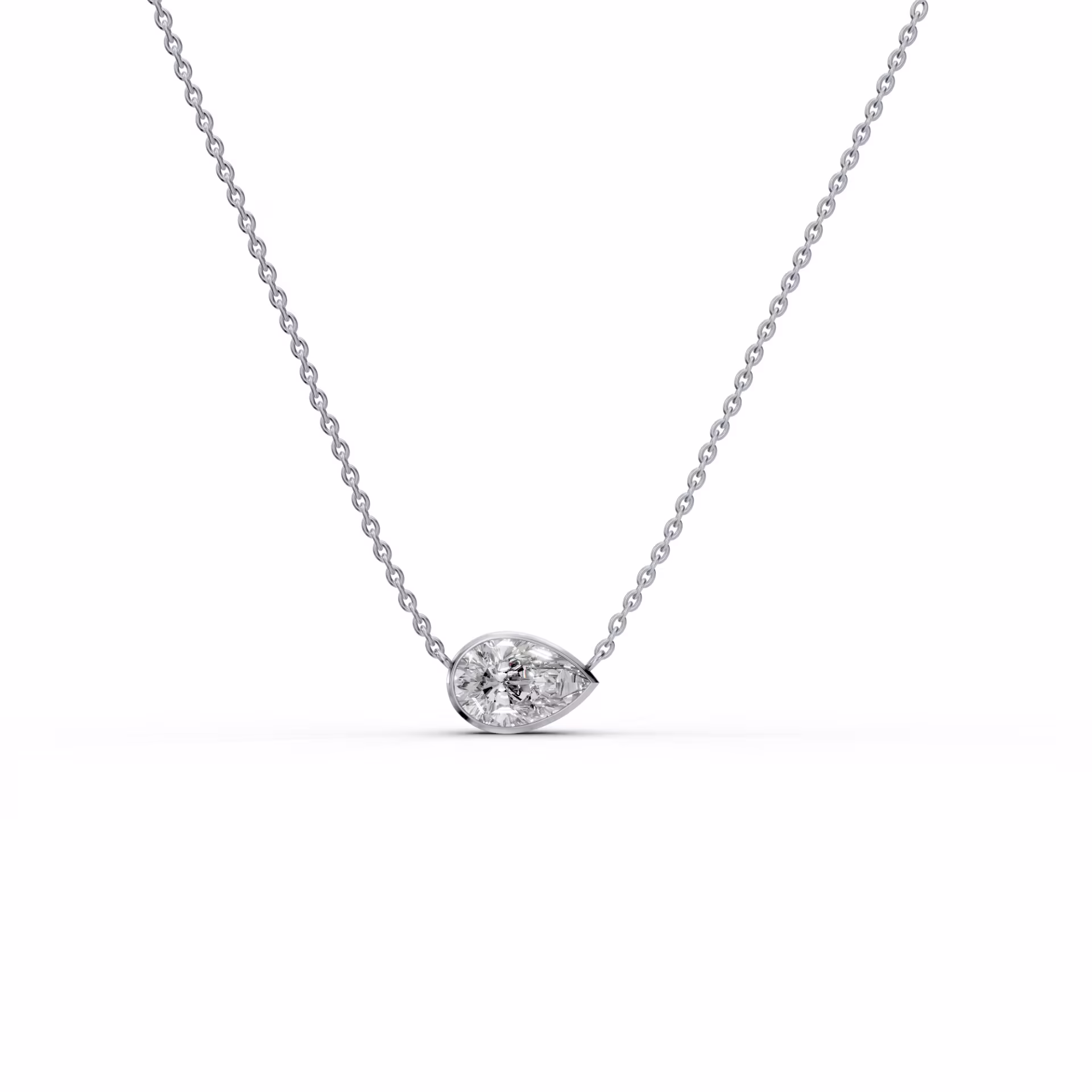 1.5 ct Lab Diamonds set in 18k White Gold Pear Floating Bezel Pendant (Main View)