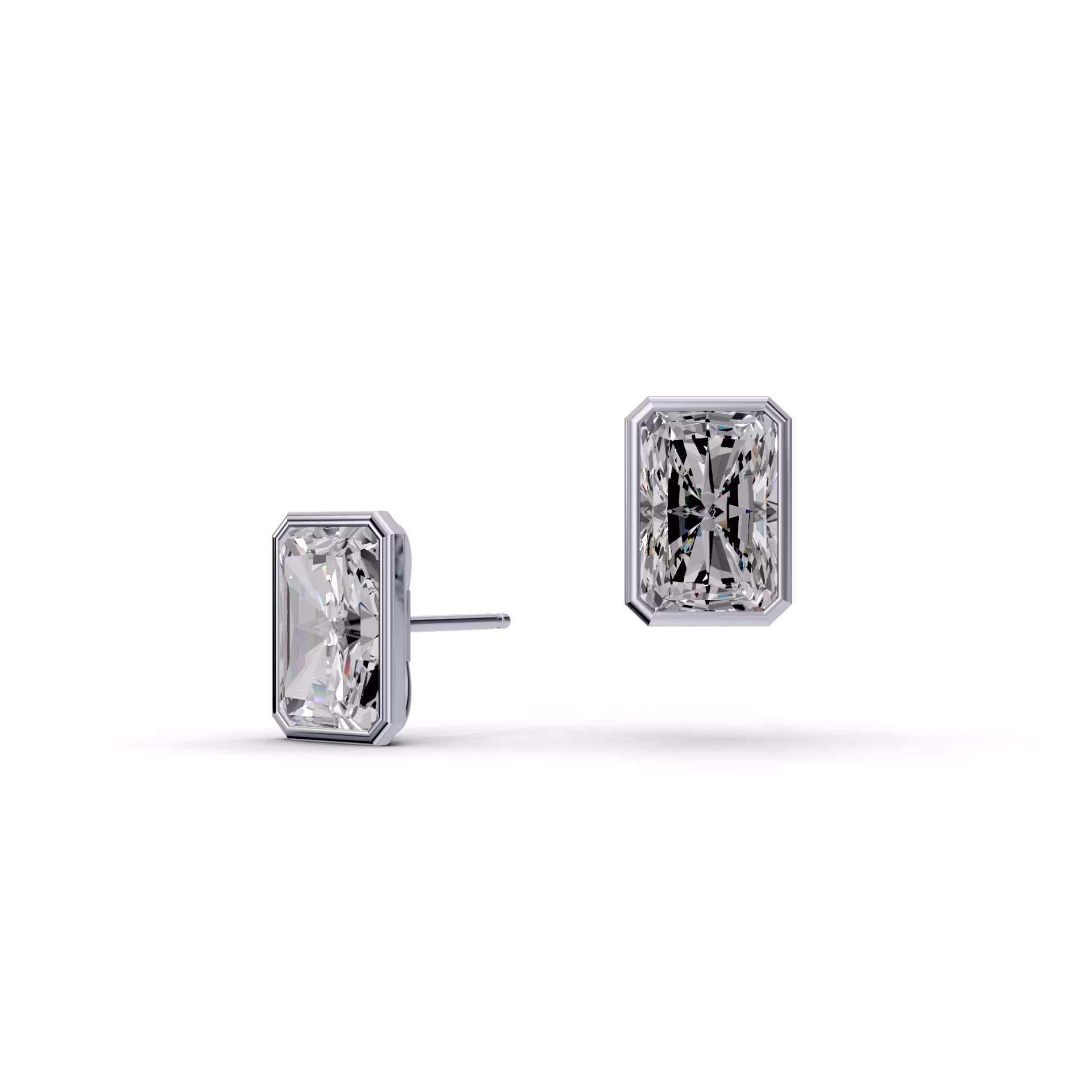 18kt White Gold Radiant Bezel Studs featuring Hand Selected 4.0 ctw Diamonds (Main View)