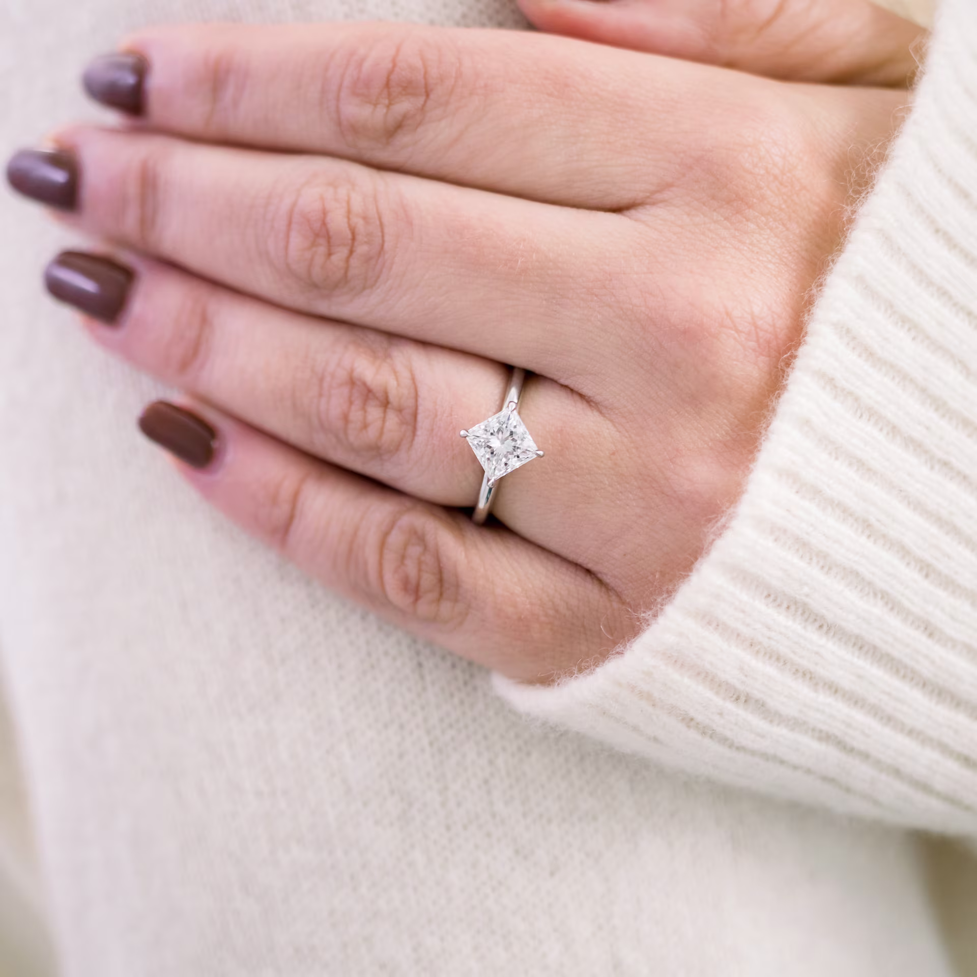 1.5ct princess cut lab diamond solitiare