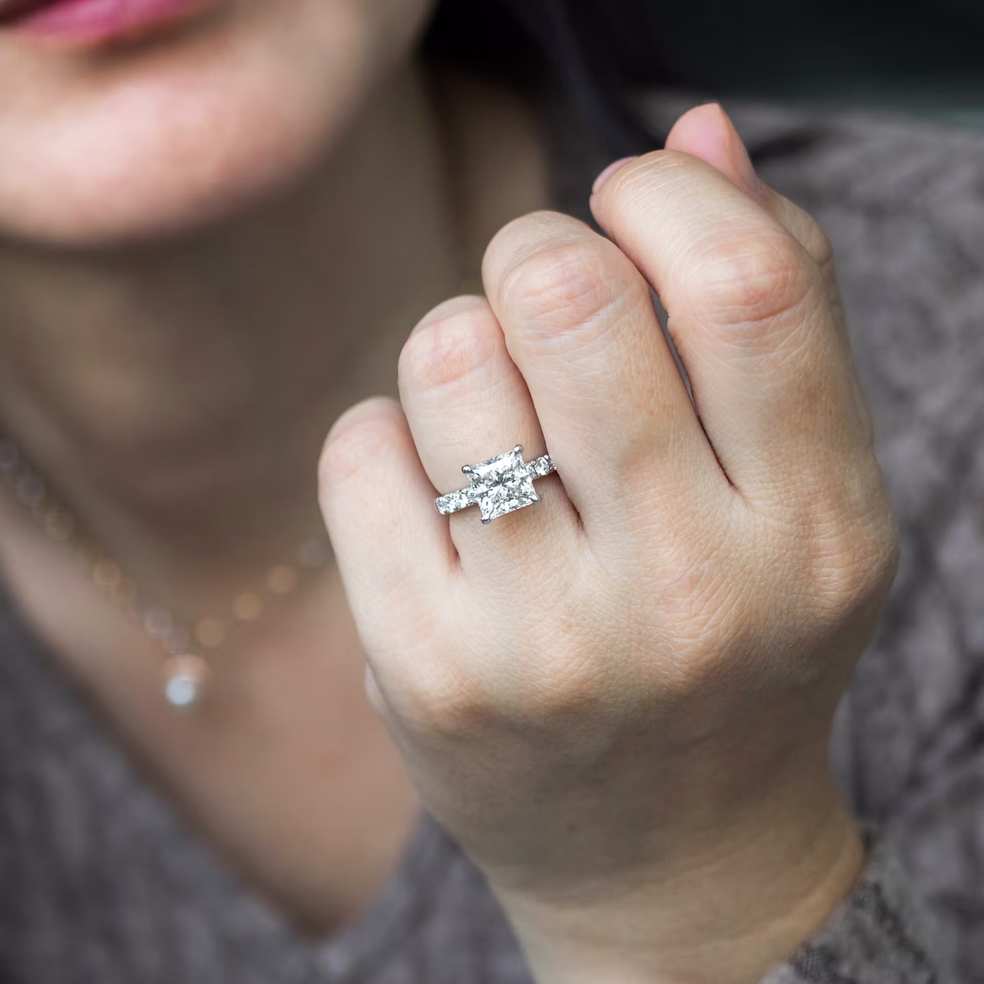 2.5ct princess cut lab diamond engagement ring