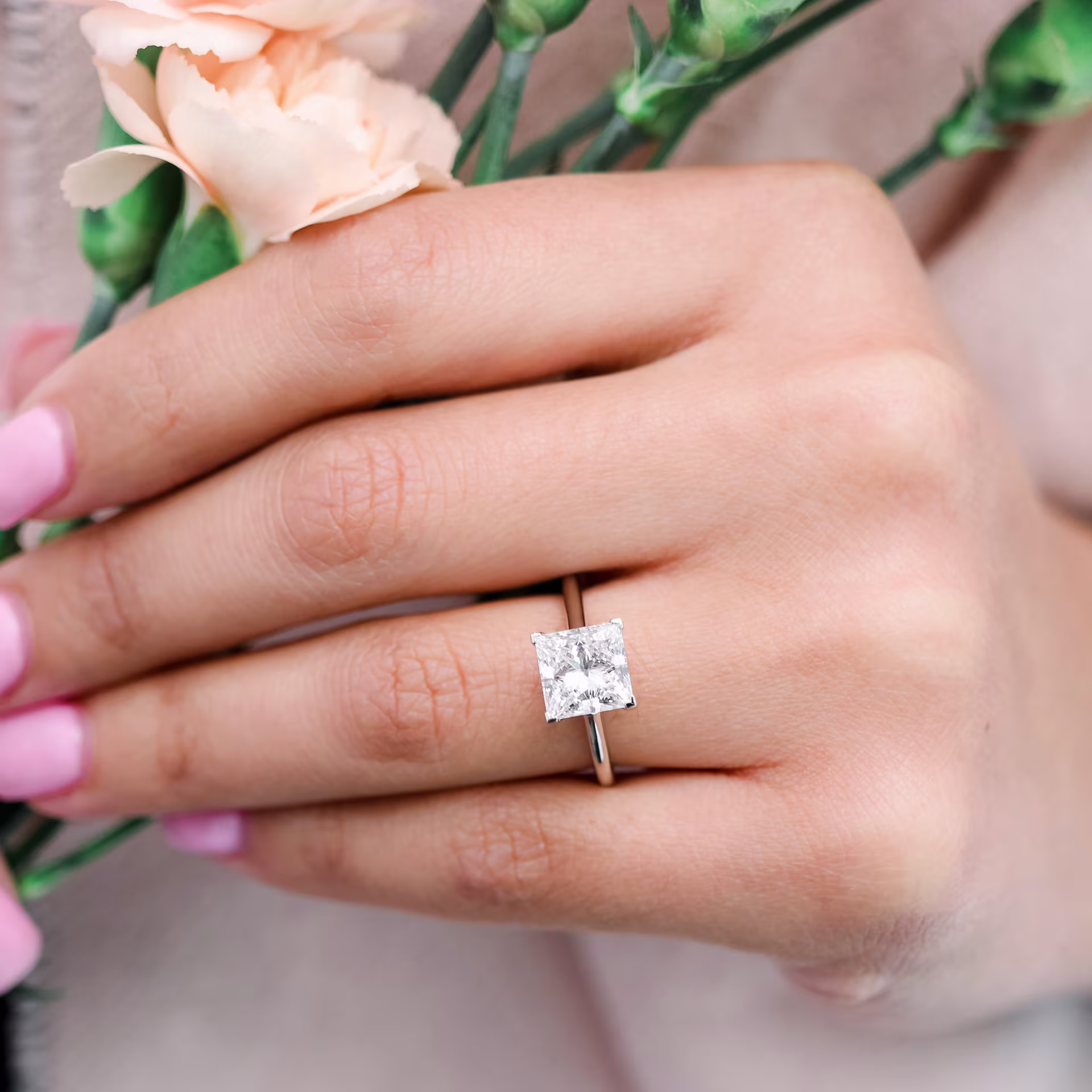 2.75 carat lab diamond princess cut solitaire 