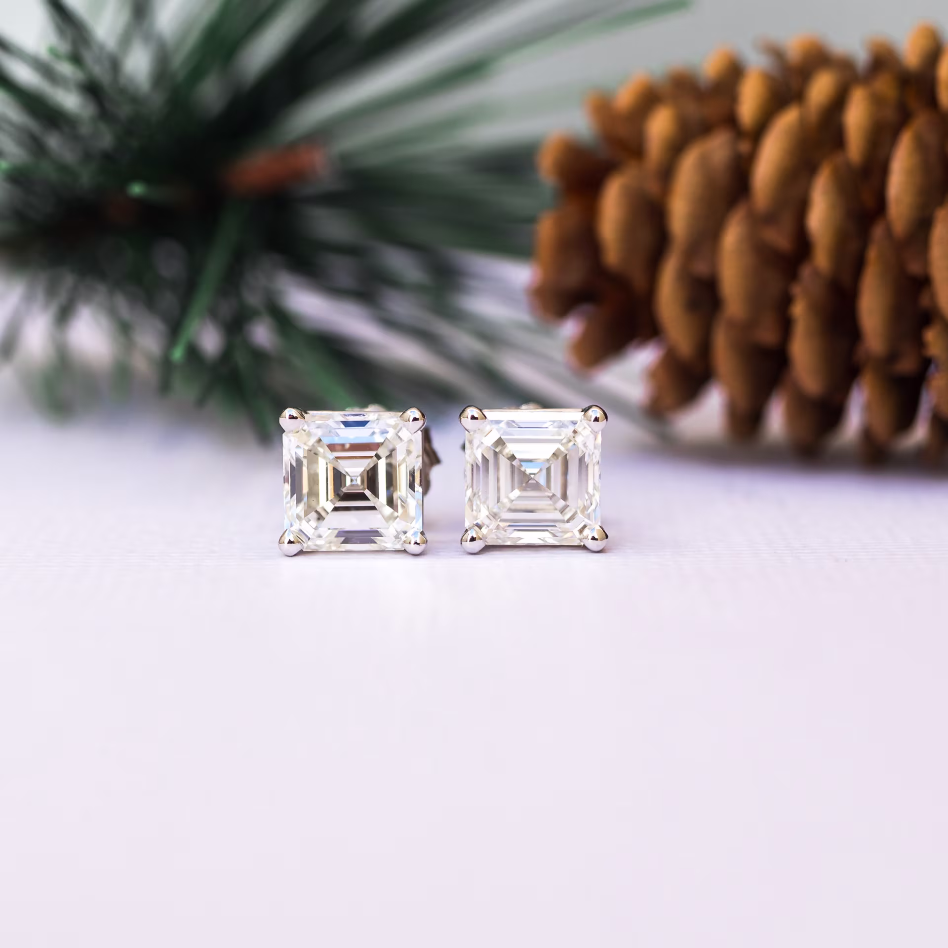 5 carat asscher lab diamond stud earrings