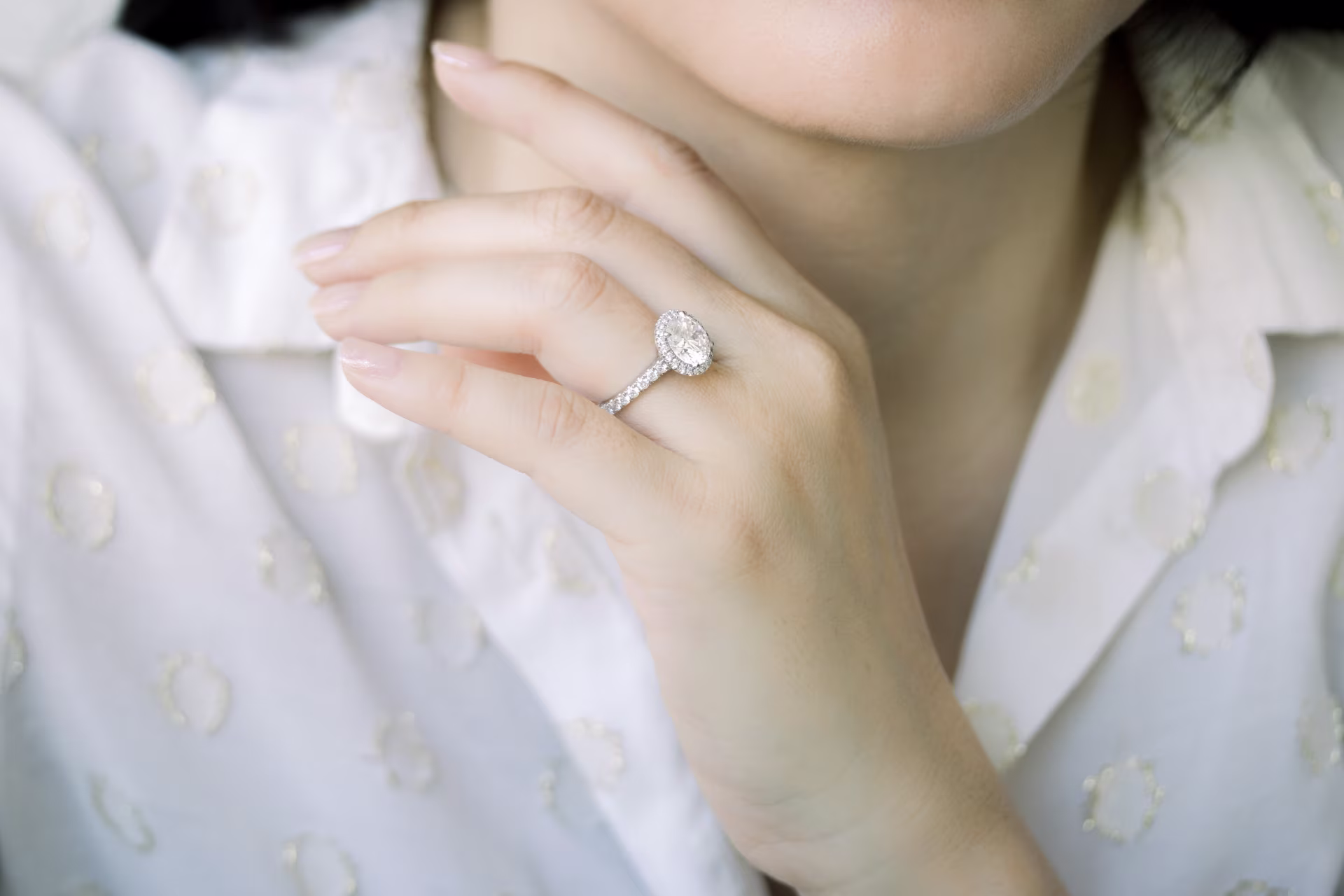 round lab diamond ring in halo setting